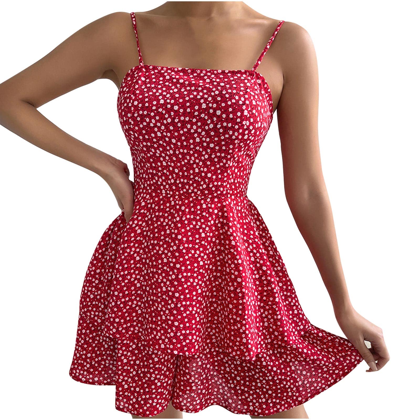Boho Dress for Women - Sexy Polka Dot Print Sleeveless Jumpsuit Shorts, Casual & Comfy Summer Beach Mini Sundress | Perfect for Vacation, Pool Party, and Outdoor Date Night