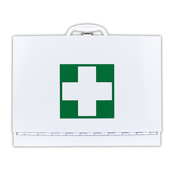 Small Metal Drop Front First Aid Cabinet - Compact Wall-Mounted Emergency Medical Storage for Home, Office, or Workshop Safety