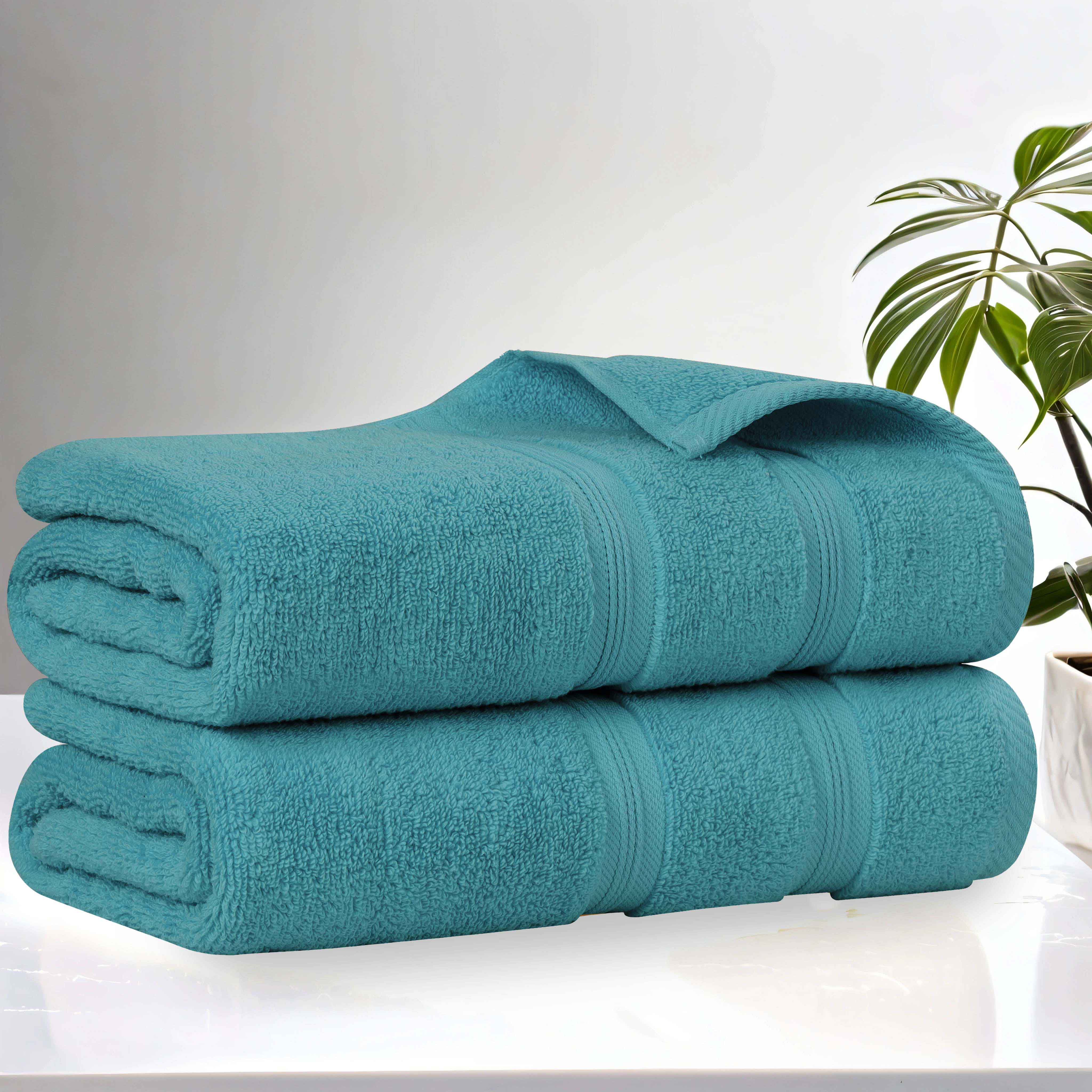Premium Smart Dry Zero Twist Cotton Bath Towels Set of 2 - Ultra Soft, Absorbent Medium Weight Bath Sheets for Spa, Gym & Luxury Home Use