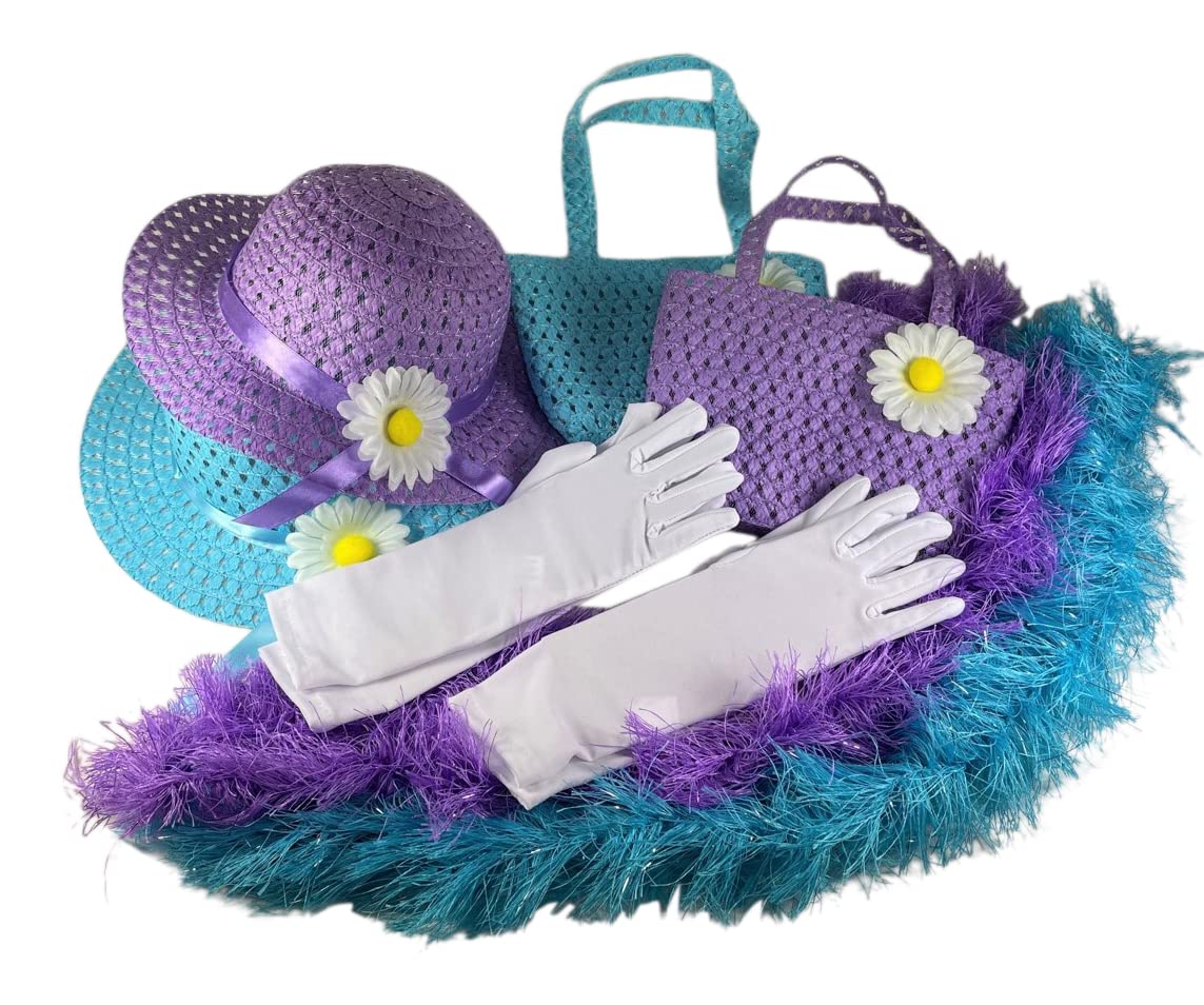 Girls Tea Party Dress Up Set - Hats, Purses, Boas, Gloves & Necklaces for Pretend Play & Costume Party | Morgan