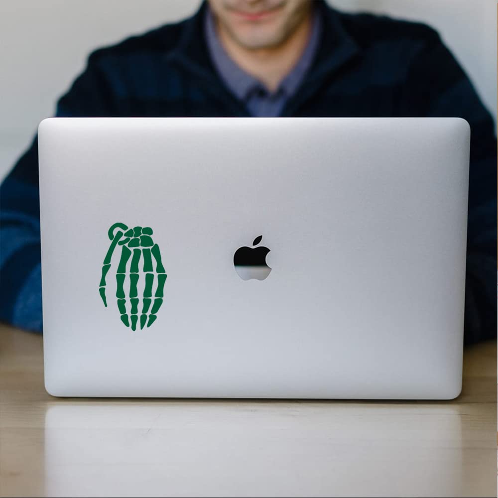 Premium Waterproof Vinyl Skeleton Grenade Glove Decal Stickers (Green, Set of 2) - Durable Adhesive for Laptop, Phone, Helmet, Car Window, Bumper, Mug, Cup, Door & Wall Decor - Perfect for Halloween, Cosplay, Gaming Setups & DIY Projects