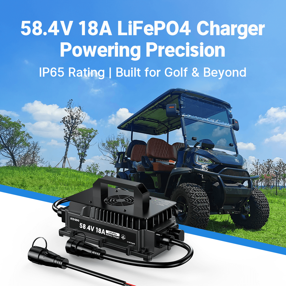 Redodo 58.4V 18A LiFePO4 Battery Charger for 48V (51.2V) Lithium Batteries - Fast Charging, Waterproof & Durable - Perfect for Golf Carts, Solar Systems & Electric Vehicles