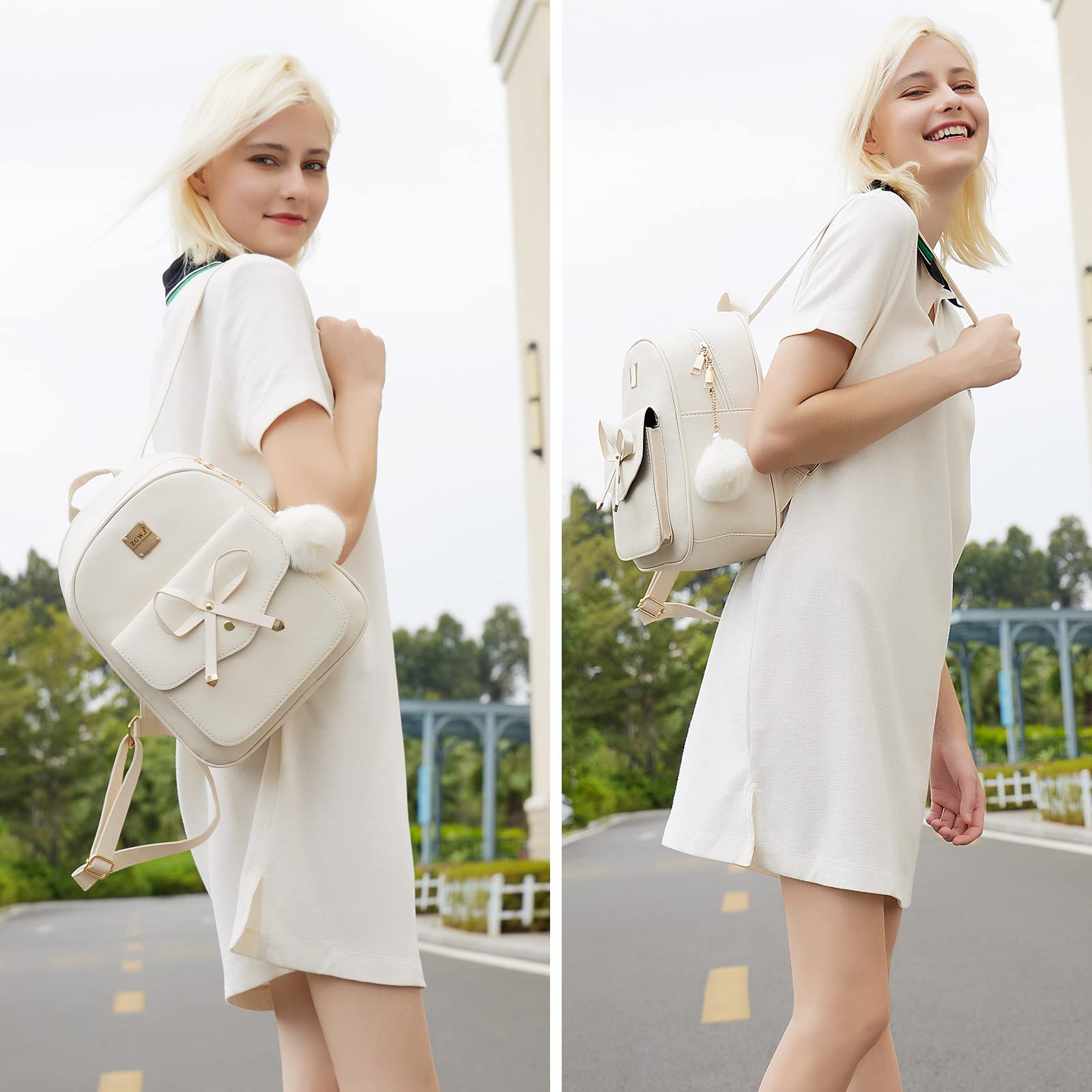 ZGWJ Mini Backpack Purse for Women - 3-Piece PU Leather Bowknot Fashion Set, Small Cute Casual Travel Daypack | Perfect for School, Work & Weekend Outings
