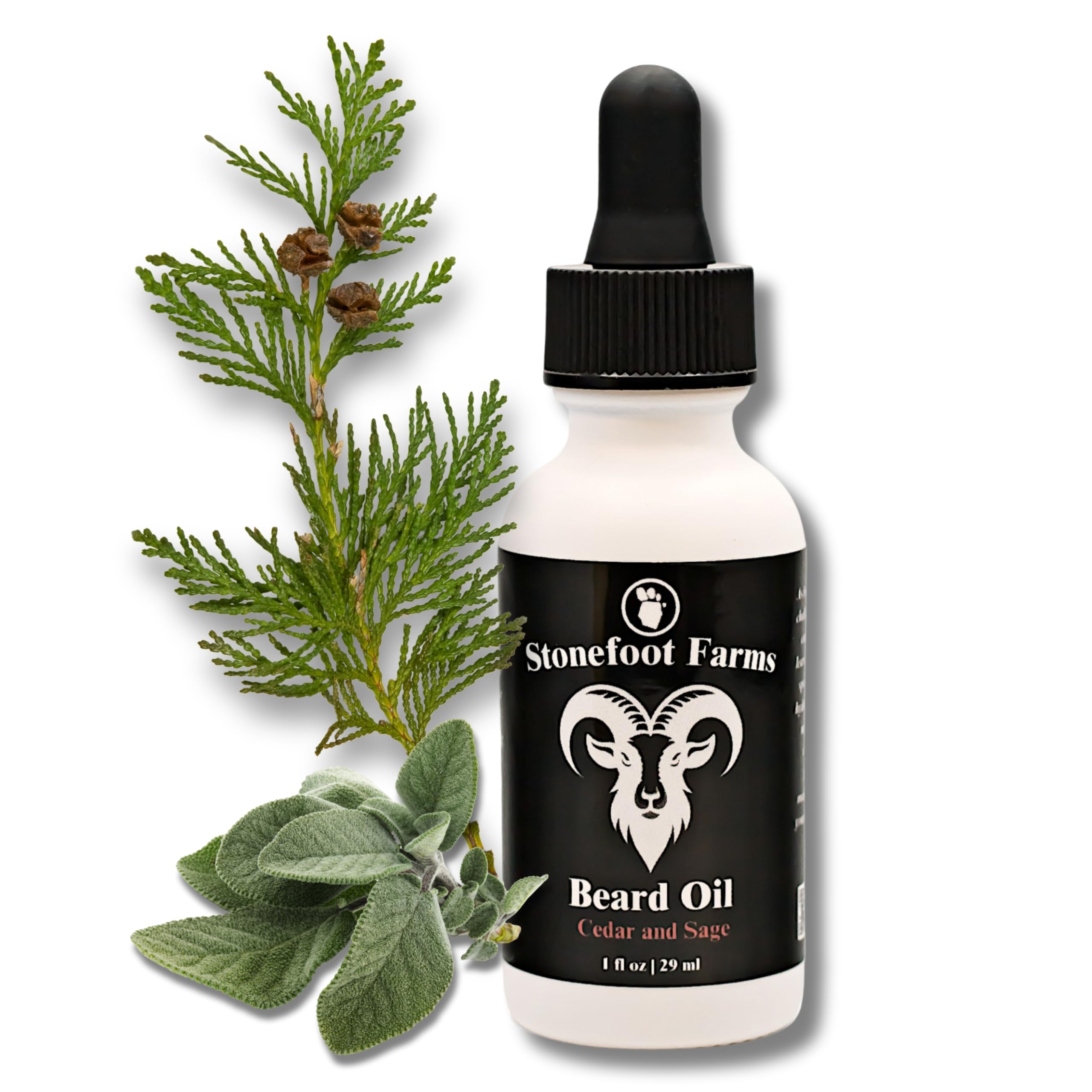 Premium Cedarwood & Sage Beard Oil for Men - Hydrating & Softening with Jojoba & Argan Oils - Natural Beard Growth Treatment for Mustache & Facial Hair - Reduces Itch & Promotes Growth - Perfect for Daily Grooming & Styling Routine