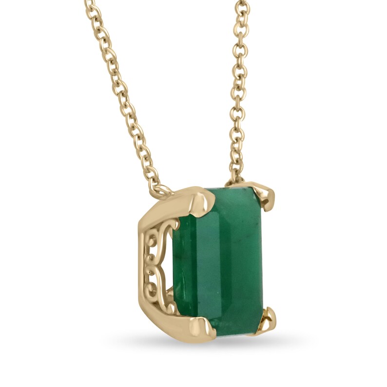 10.50 Carat 14K Gold Deep Green Emerald Solitaire Square Pendant Necklace - 14x14mm Anniversary Gift for Women, Perfect for Weddings, Parties & Special Occasions