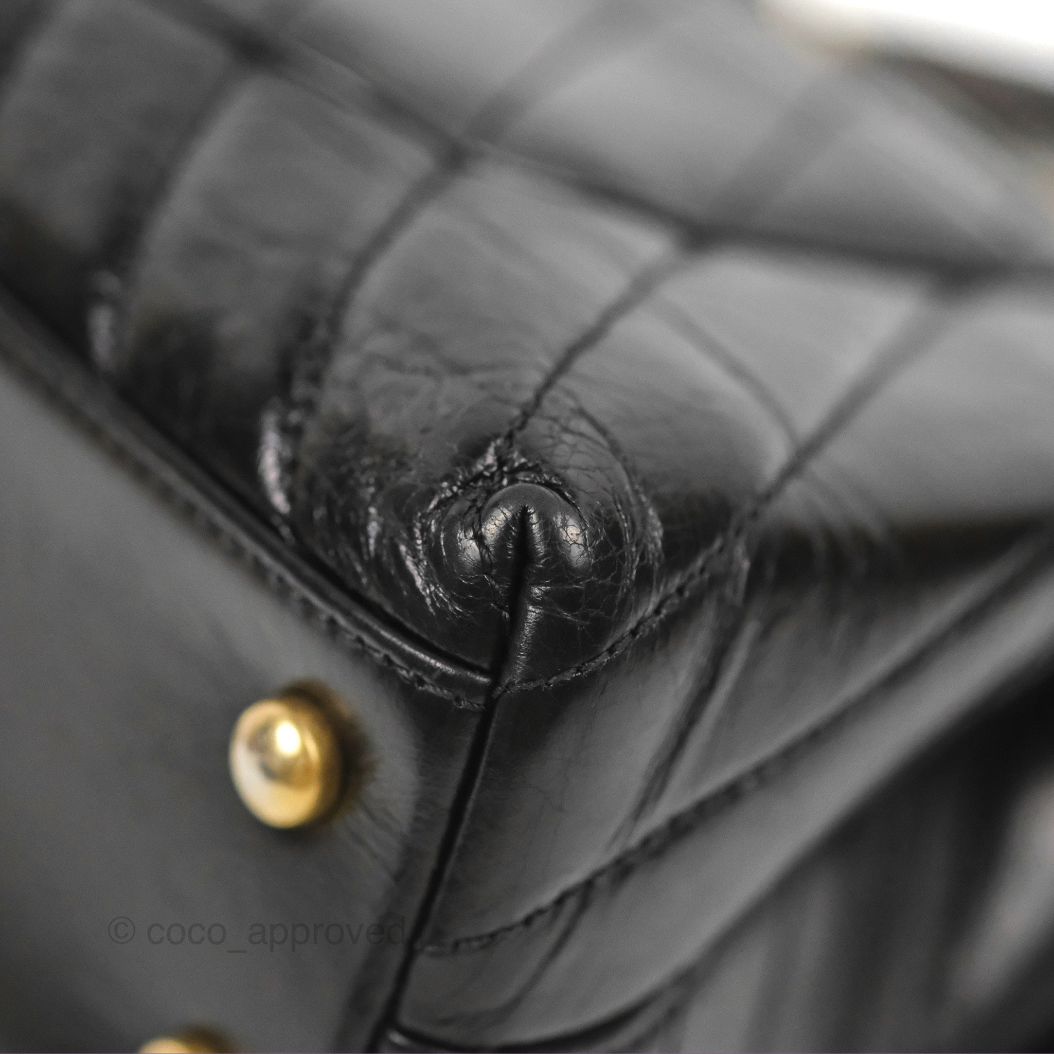 Chanel Chevron Small Coco Handle Bag - Black Shiny Aged Calfskin with Aged Gold Hardware | Luxury Crossbody Purse for Women, Perfect for Evening Parties & Date Nights