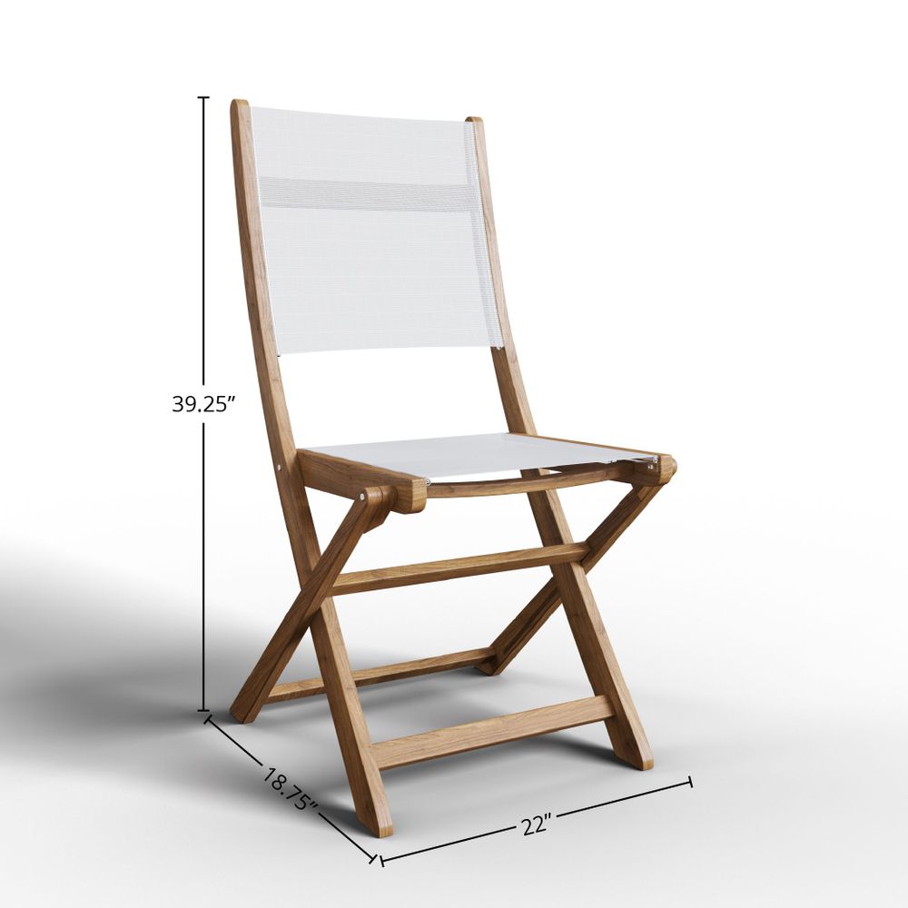 Premium White Teak Outdoor Bistro Set - 3-Piece Round Folding Table & Chairs for Patio, Garden, or Balcony Dining | Weather-Resistant & Space-Saving Design