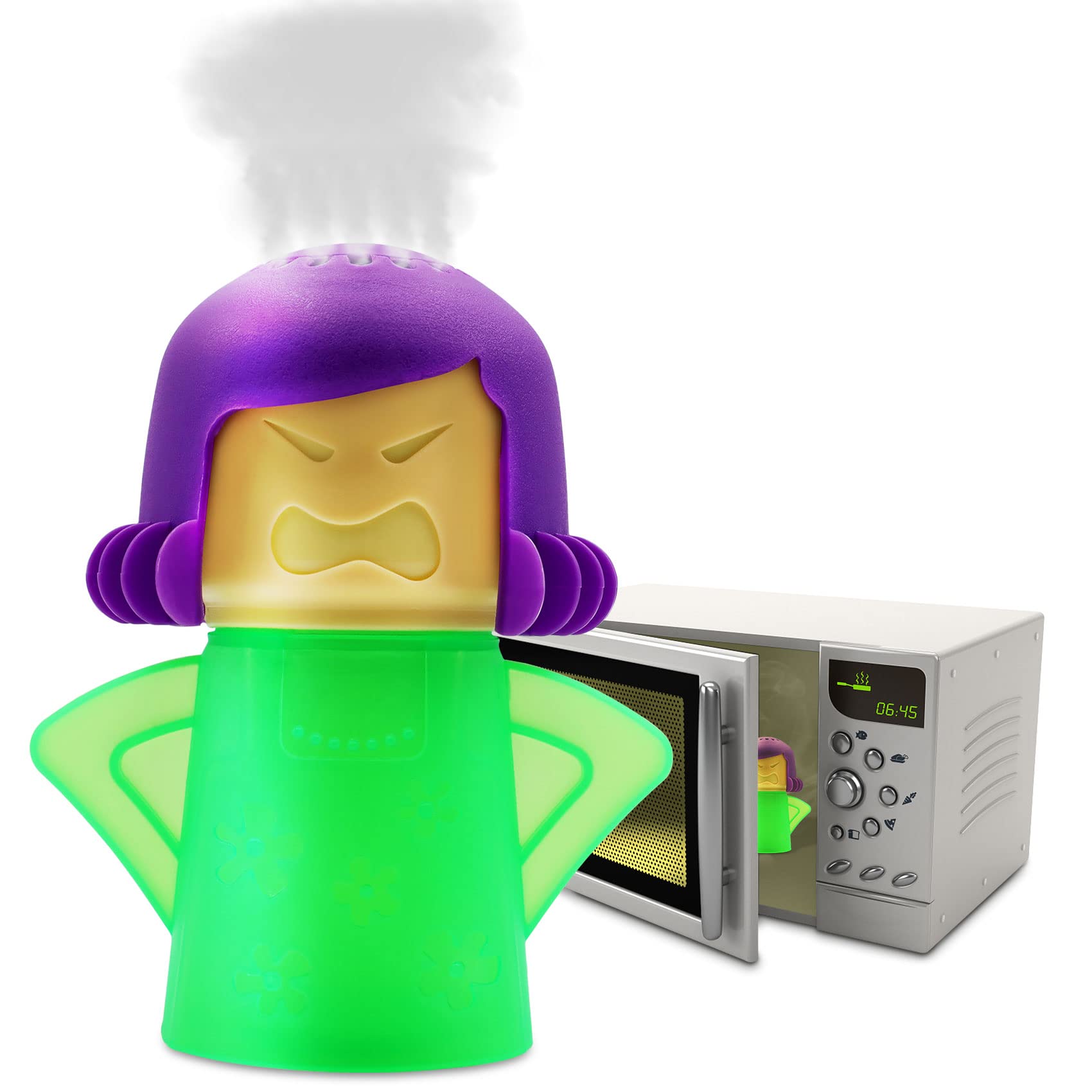Angry Mama Microwave Cleaner - 1 PC Steam Cleaner for Microwave Ovens | Quickly Cleans with Vinegar & Water | Includes English Manual | Perfect for Home, Office & Kitchen Deep Cleaning