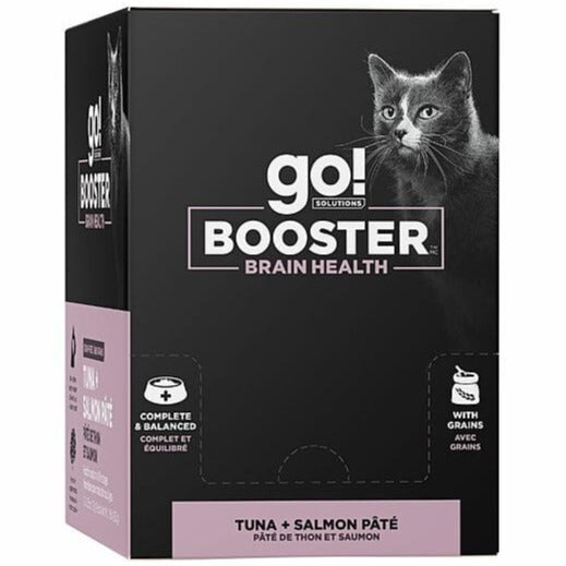 Premium Go! Solutions Booster Brain Health Wet Cat Food - Tuna & Salmon Pate Recipe for Kittens & Adult Cats | Supports Cognitive Function & Immune System | Perfect for Picky Eaters & Senior Cats