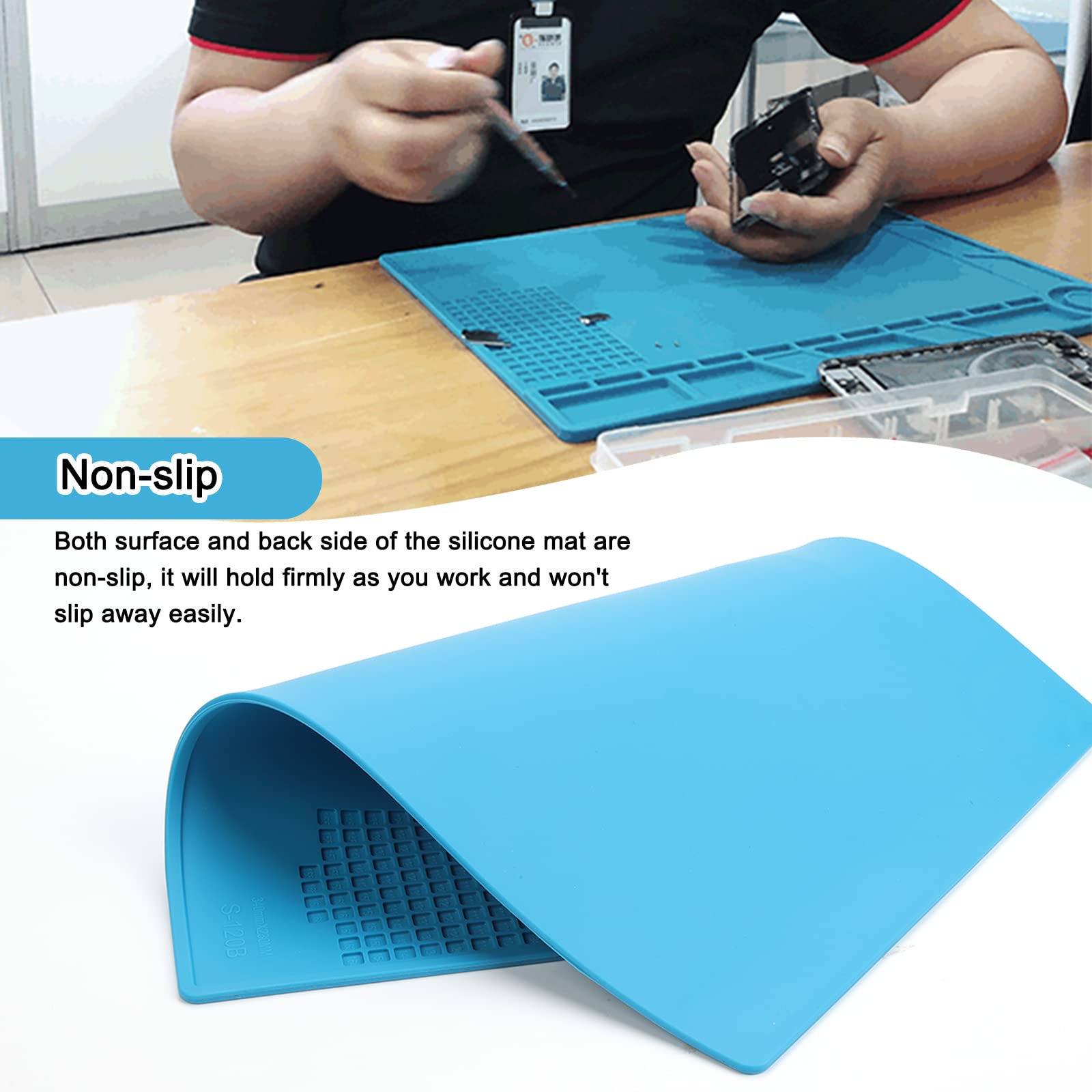 Heat-Resistant Silicone Soldering Mat - Flexible Electronics Repair Pad for Welding & Soldering Stations - Perfect for DIY, Jewelry Making & Circuit Board Repairs