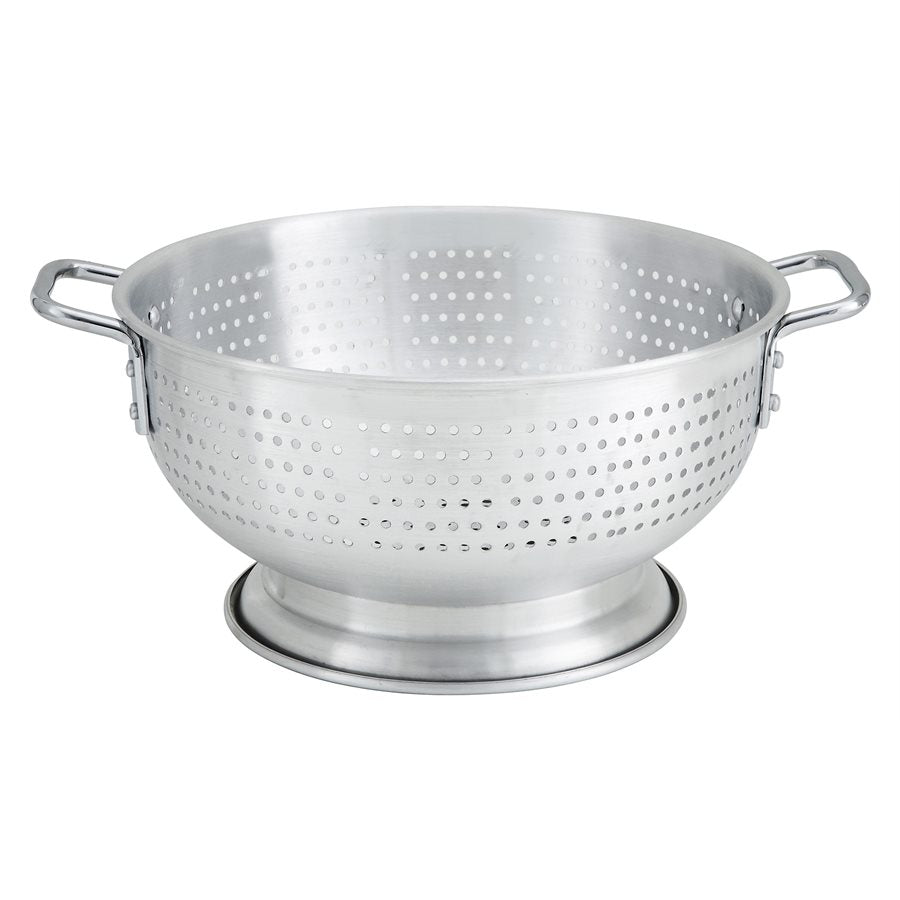 Winco 11 Qt Aluminum Colander - Sturdy & Durable Kitchen Strainer for Pasta, Vegetables & Fruits - Perfect for Home Cooking & Restaurant Use