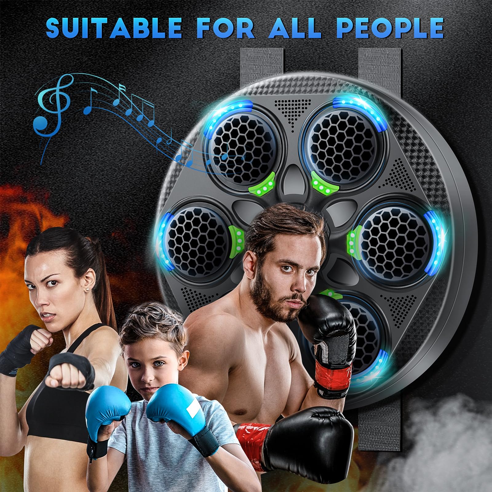 Smart Bluetooth Boxing Machine for Adults & Kids - Electronic Punching Bag with Gloves, Wall Mounted Home Gym Equipment for Indoor Fitness & Stress Relief - Perfect for Cardio Workouts, Family Fun & Boxing Training