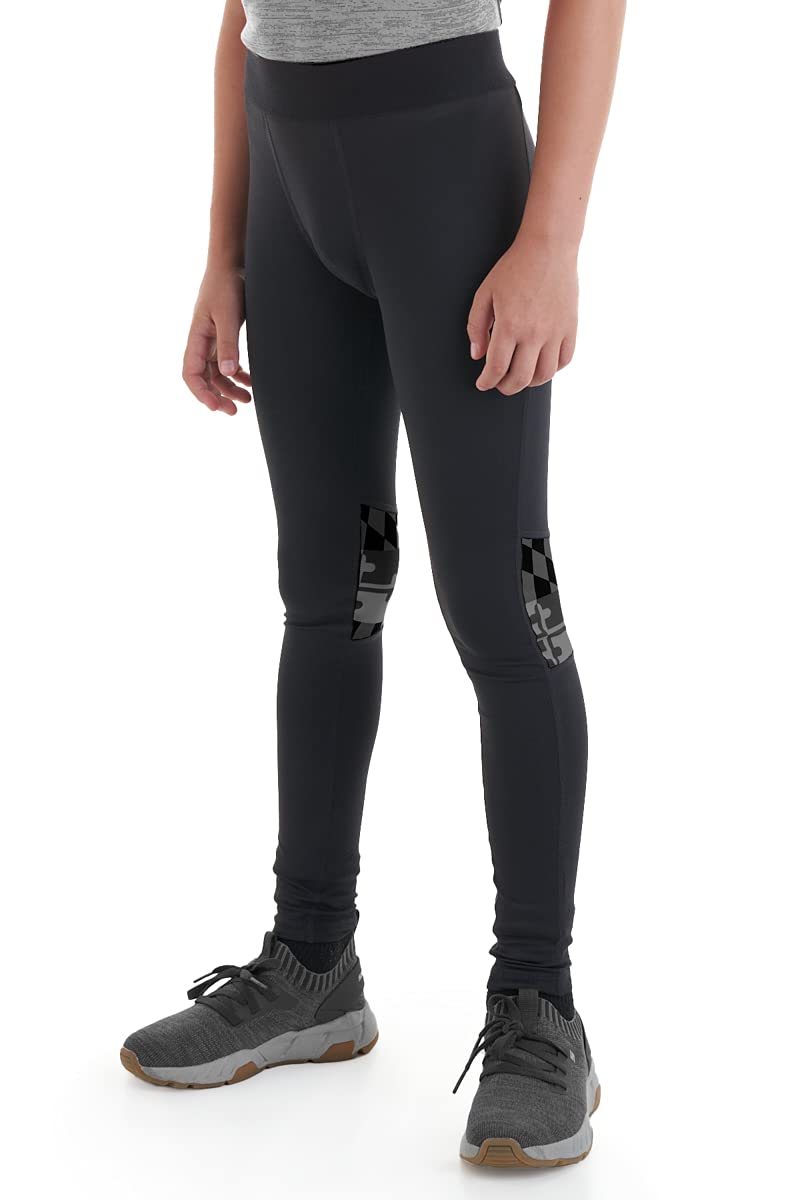 Maryland State Flag Boys' Compression Leggings - Athletic Training Pants for Running, Soccer & Basketball - Moisture-Wicking & Breathable Workout Gear for Kids