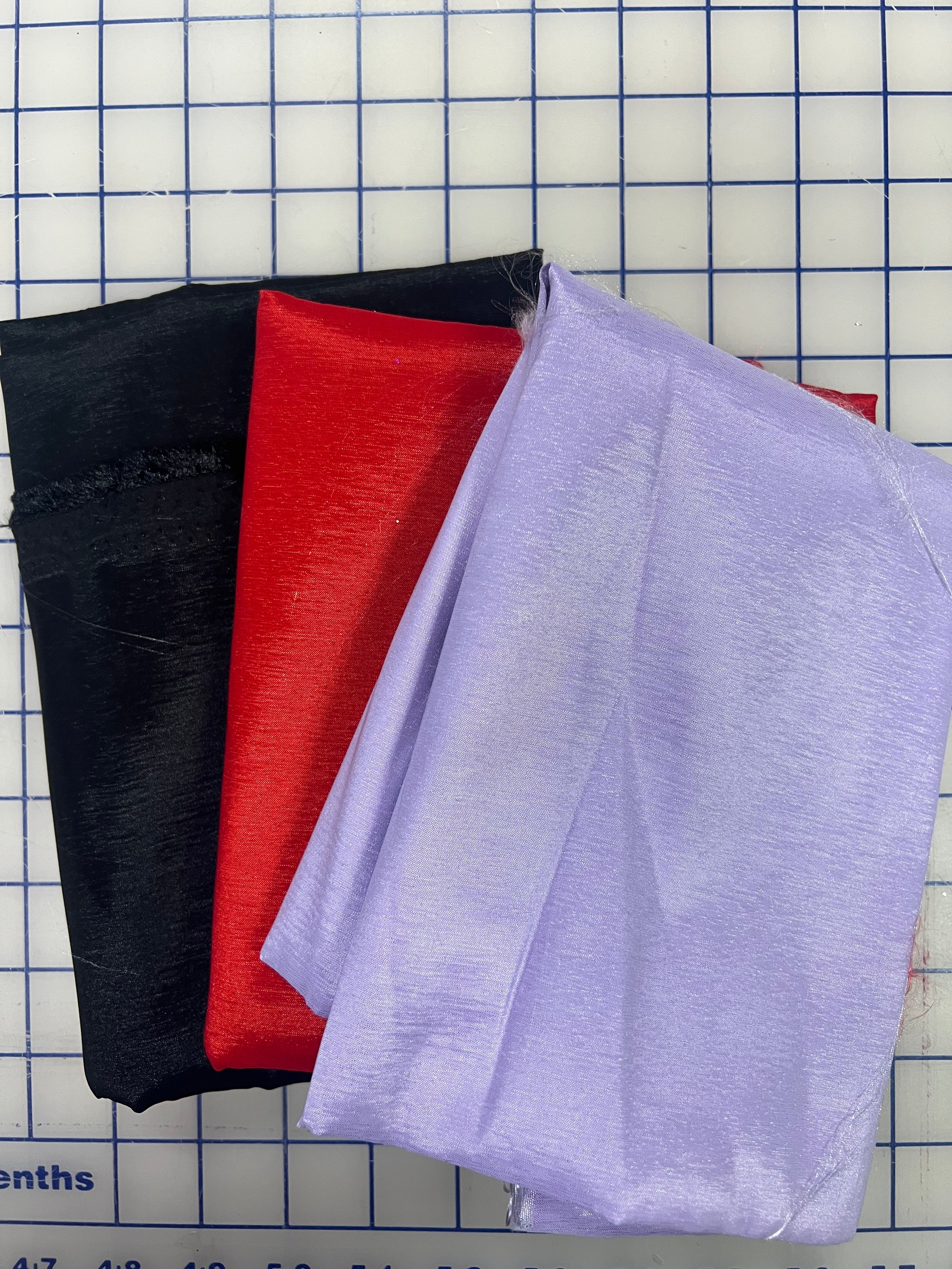 Stretch Taffeta Fabric Scraps Grab Bag - Assorted Purple, Red & Black Colors | Perfect for DIY Crafts, Sewing Projects & Quilting Supplies