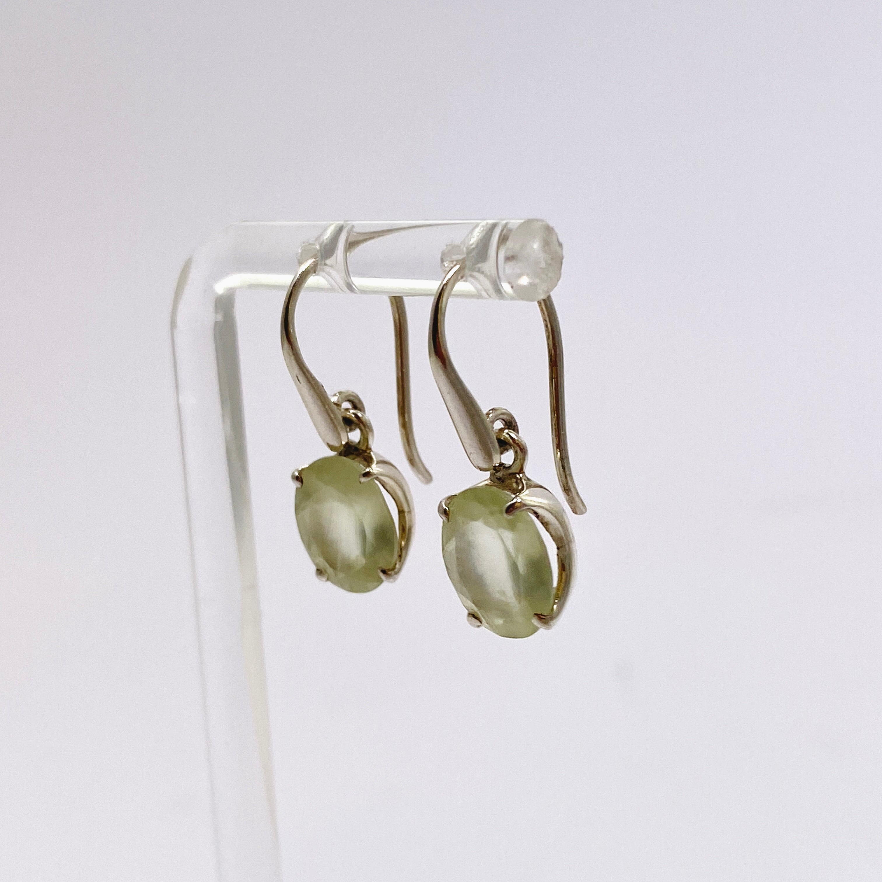 Prehnite Oval Faceted Earrings PEGJ314 - Elegant Gemstone Jewelry for Women | Perfect for Weddings, Parties & Special Occasions
