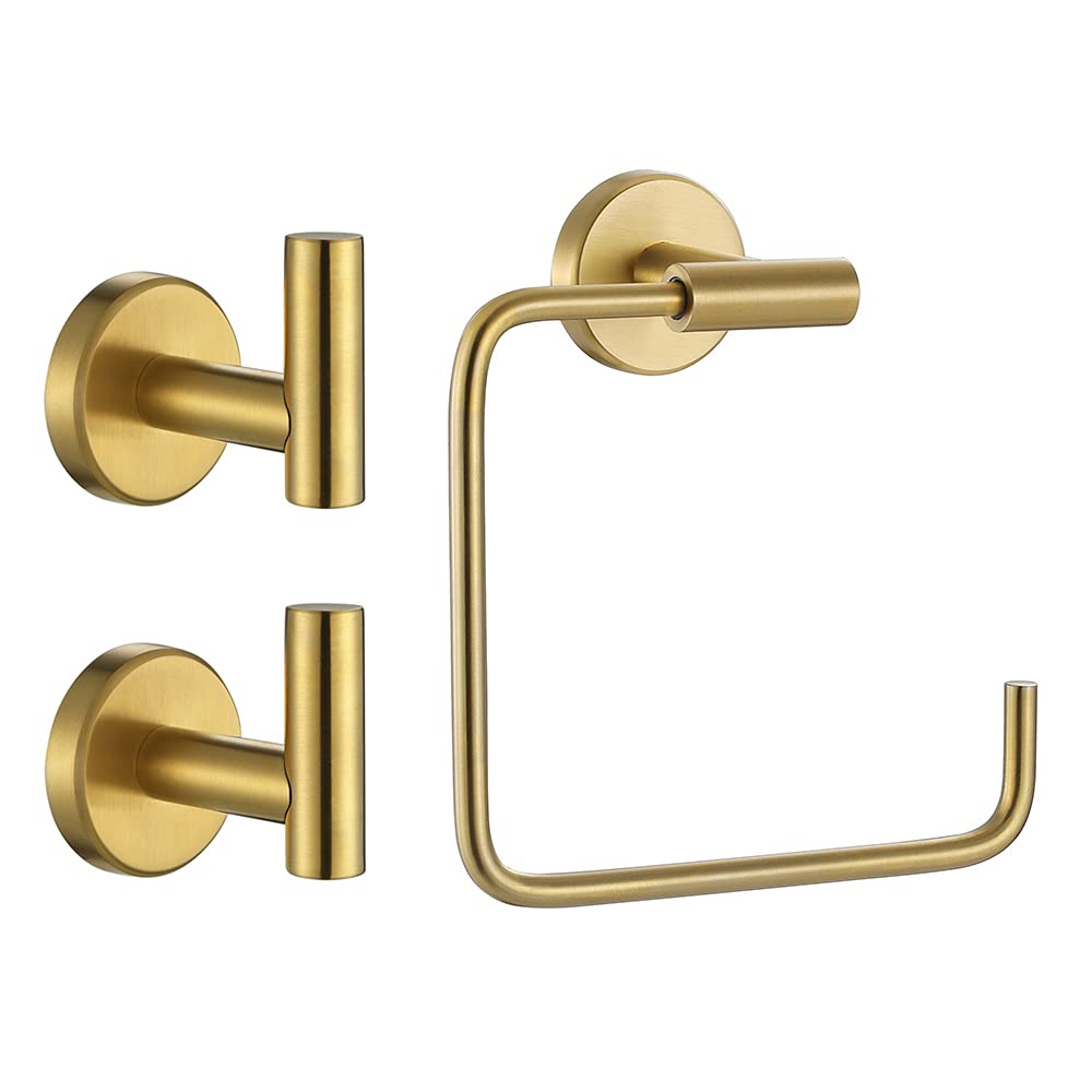 Brushed Gold Towel Ring Holder - Stainless Steel Bathroom Accessory for Modern Homes