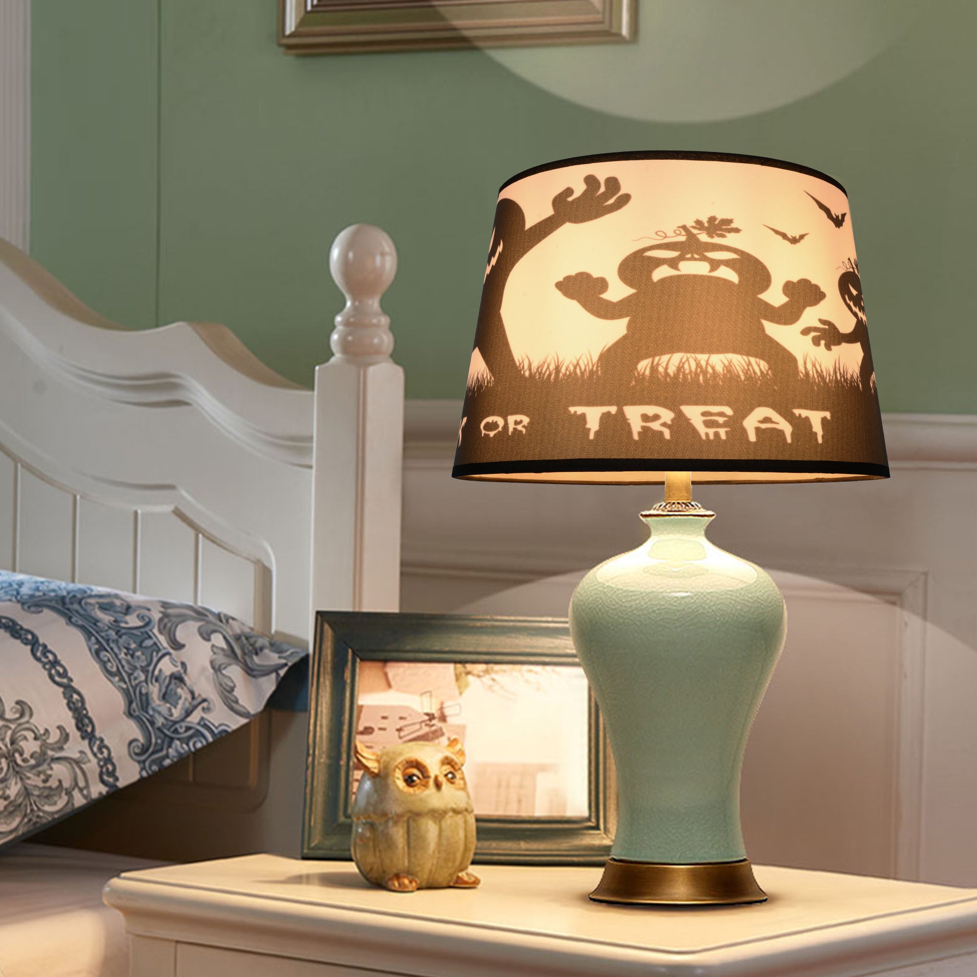 Halloween Round Empire Lamp Shade Set of 2 - 10x12x8 Inches - Carro Home Collection Limited Edition - Perfect for Spooky Decor, Living Room & Bedroom Lighting