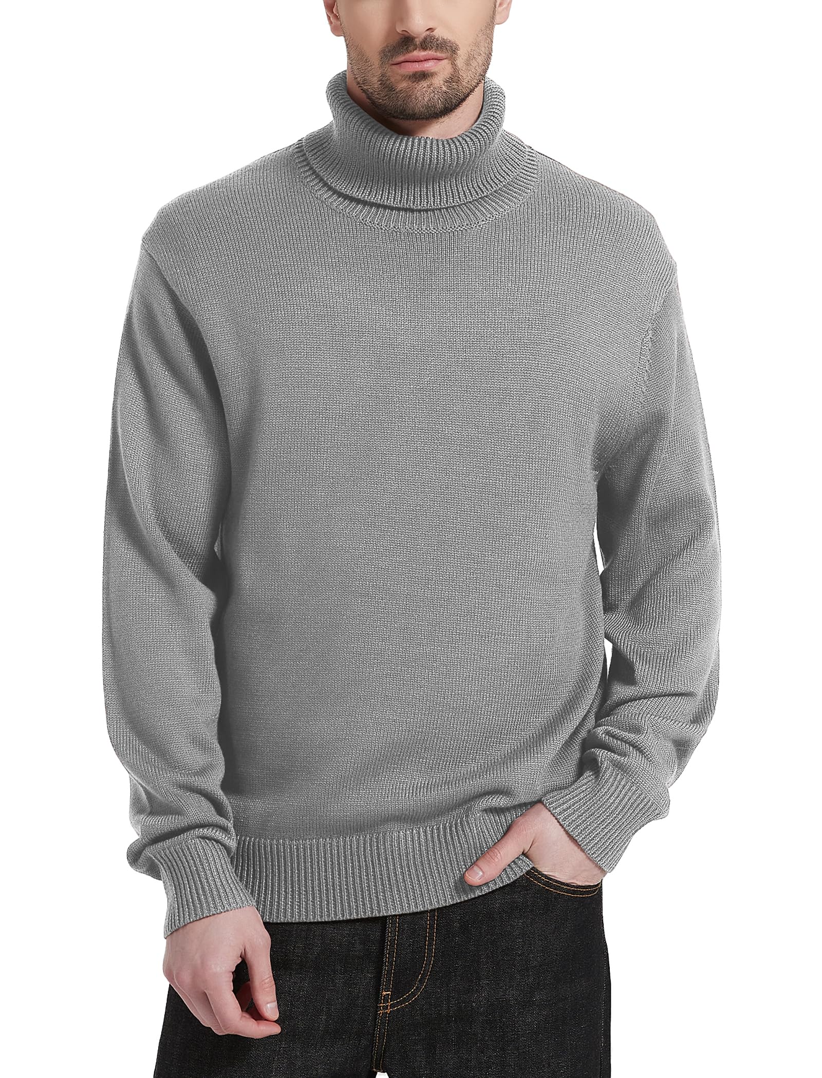 Kallspin Men's Wool Blend Turtleneck Sweater - Mid-Weight High Neck Pullover for Winter Warmth | Perfect for Office, Casual Wear & Cold Weather Outfits