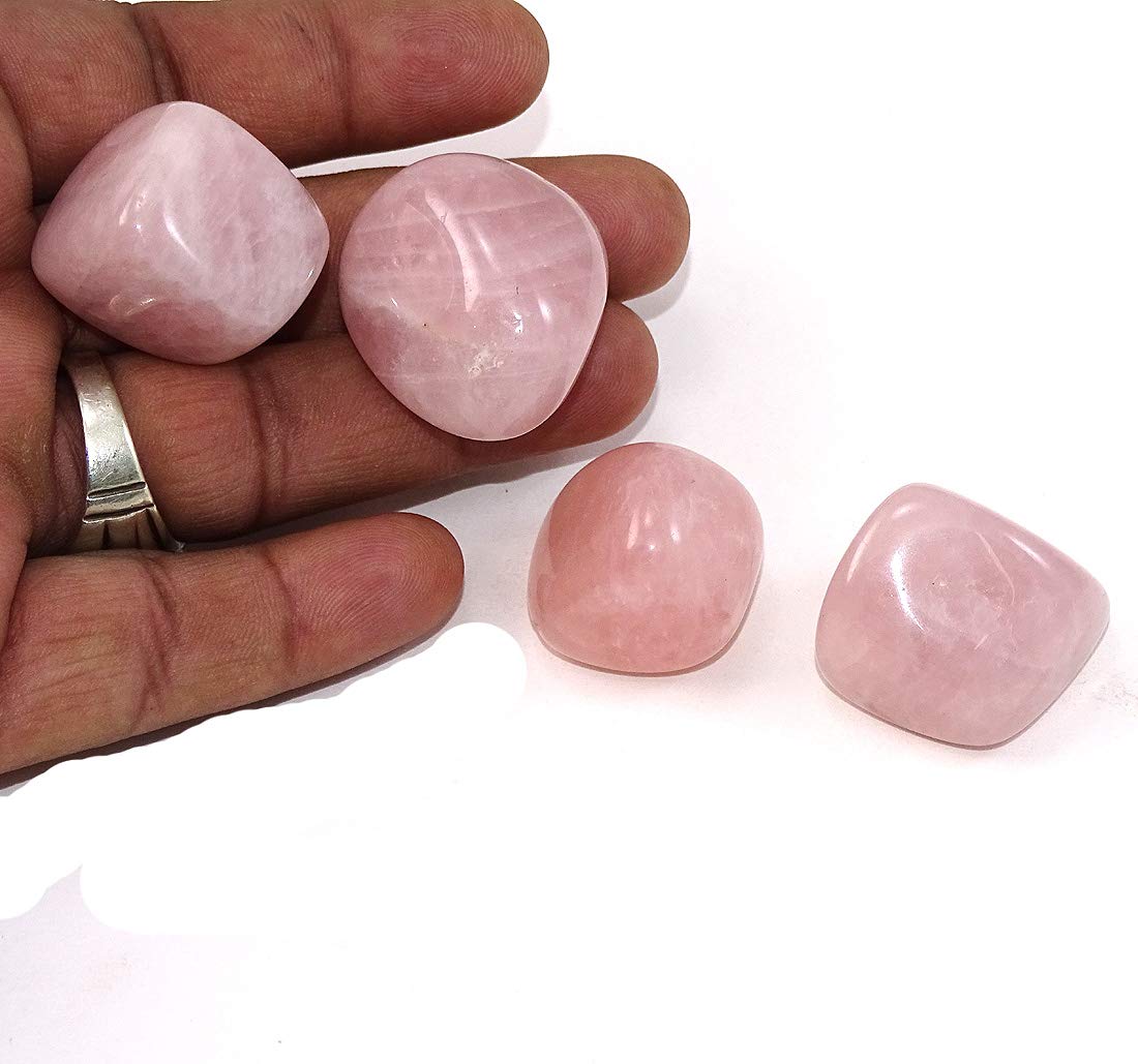 92g Pink Rose Quartz Tumbled Stones (4-Piece Set) - Natural Healing Crystals for Love, Romance & Relationships - Perfect for Meditation, Home Decor & Spiritual Gifts