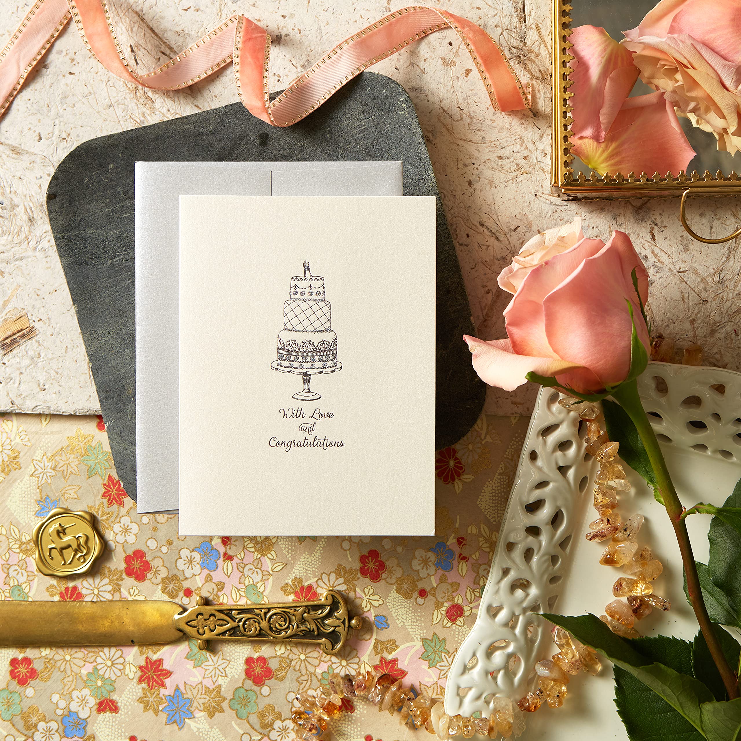 Personalized Etched Wedding Cake Card - Elegant Invitation for Bridal Showers, Anniversaries & Special Celebrations