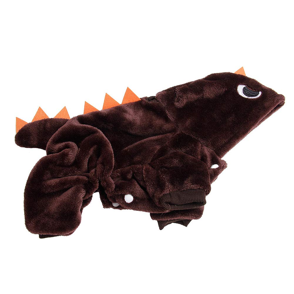 Halloween Dinosaur Dog Costume - Cute Pet Hoodie for Parties (Coffee, L)