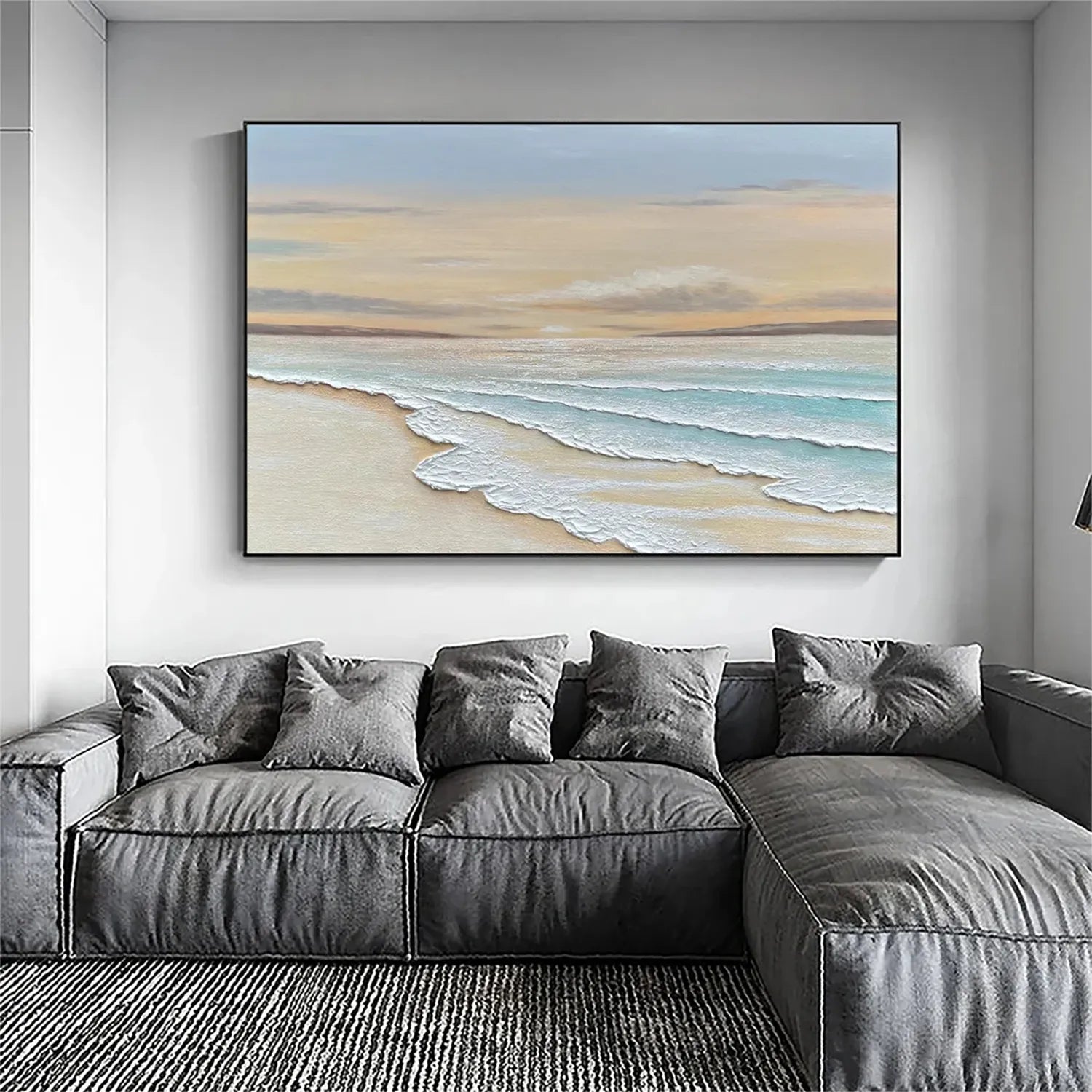 Ocean and Sky Painting #OS 161 - Handmade Canvas Wall Art for Home Decor, Office & Living Room - Coastal Landscape Artwork for Beach House & Modern Interior Design