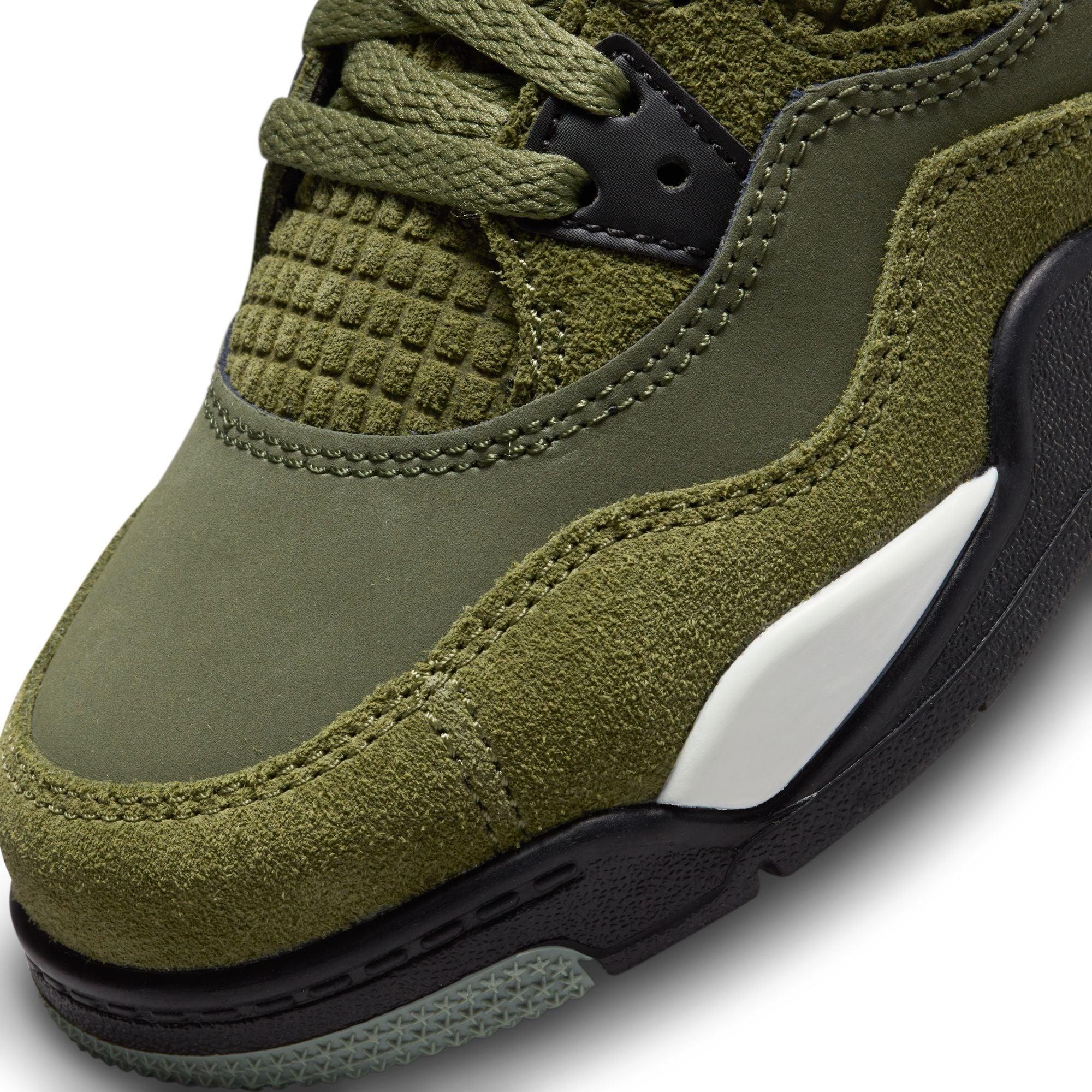 Air Jordan 4 Retro SE Craft 'Medium Olive' Kids Basketball Shoes - Lightweight Sneakers for Boys & Girls - Perfect for School, Sports & Casual Wear