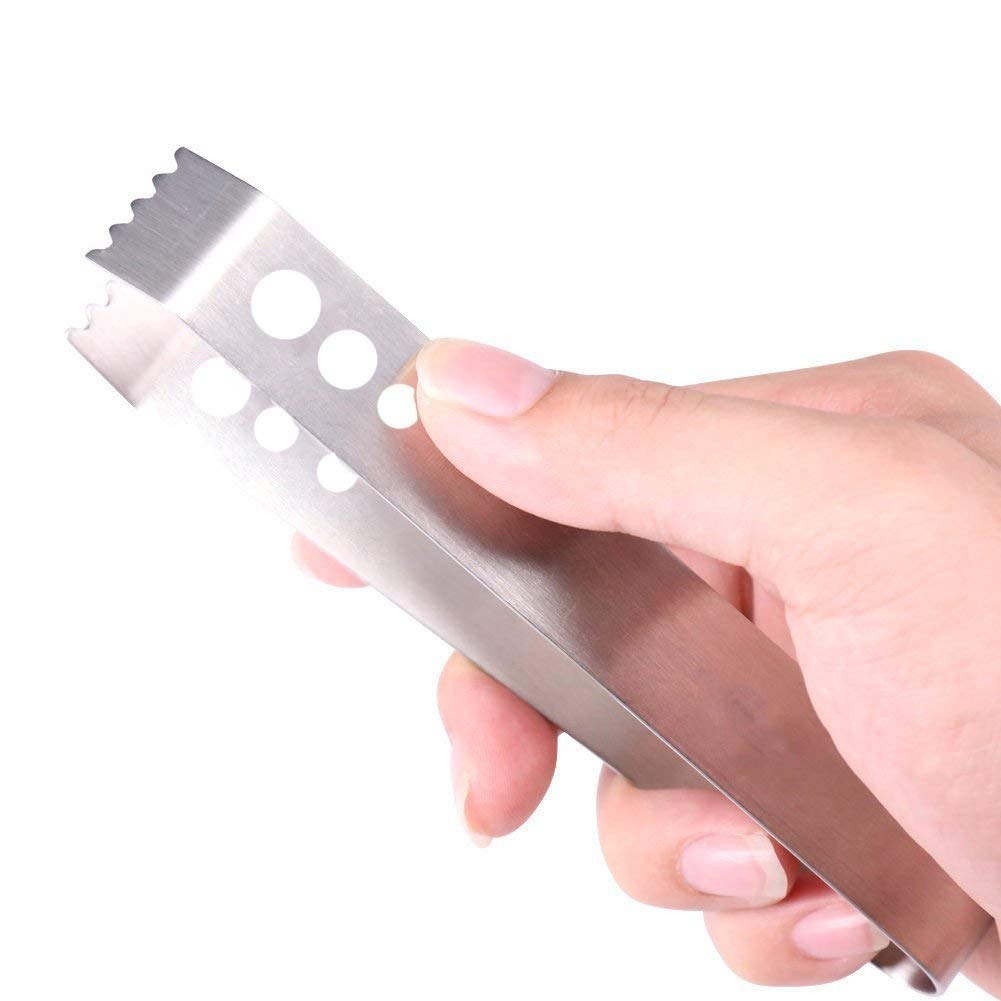 Premium Stainless Steel Ice Tongs - 16 x 3 cm Bar Tools Set of 2 - Perfect for Cocktail Making, Bartending & Home Bar Accessories