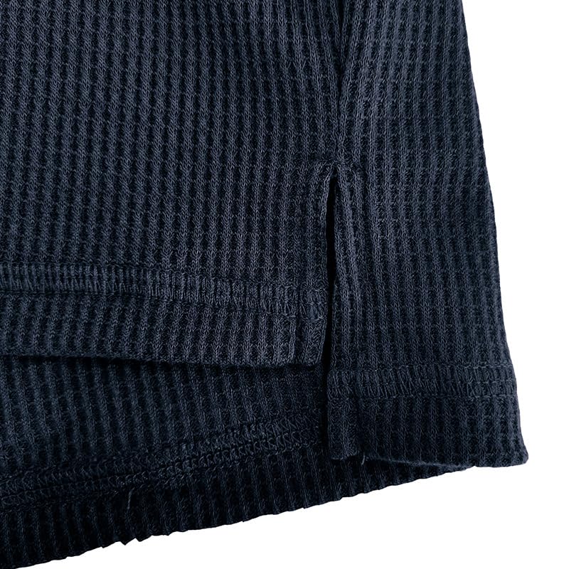 Men's Waffle Long Sleeve Crewneck Pullover Shirt - Casual Workout Base Layer Tee for Gym, Hiking & Everyday Wear