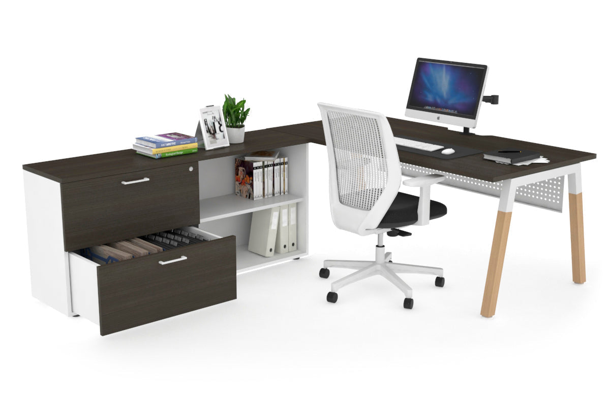 Premium Quadro A Legs Executive Desk - Solid Wood Legs with White Cross Beam [1800L x 800W] - Perfect for Home Office, Conference Room & Executive Workspace