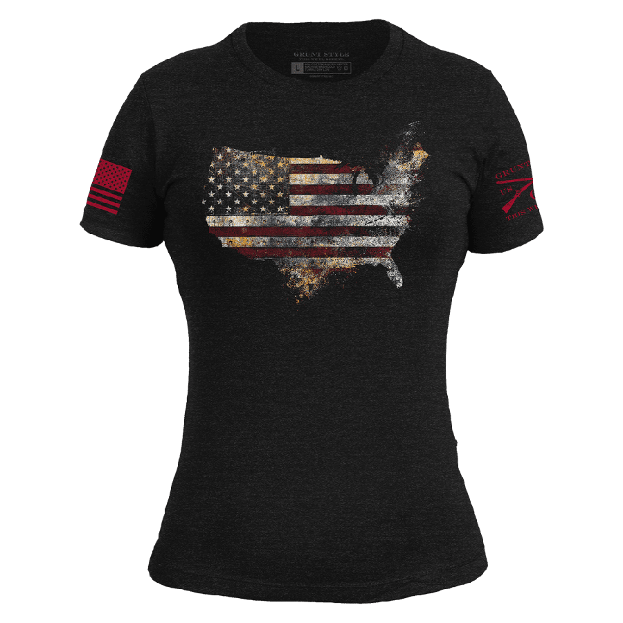 Women's Red Blood Nation Slim Fit T-Shirt - Black | Trendy Graphic Tee for Casual Wear & Street Style