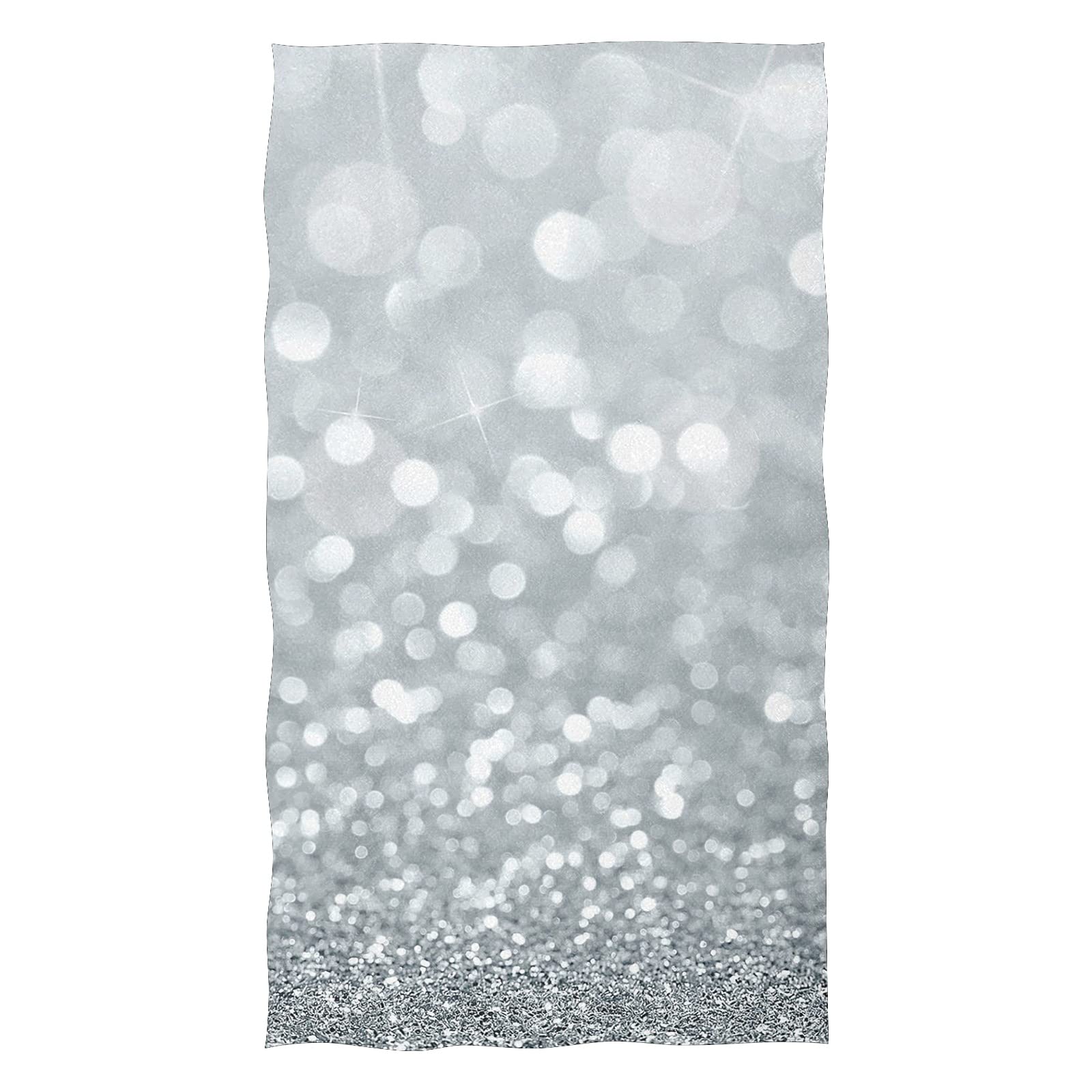Premium White Silver Glitter Print Hand Towels - Super Absorbent & Ultra Soft Bath Towels for Kitchen, Gym, Spa, Beach - 16x28 Inches - Perfect Gift for Home, Travel & Sports Enthusiasts
