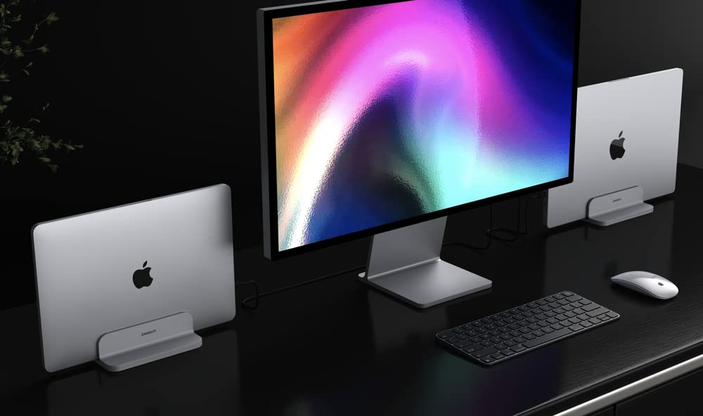 Premium Aluminum Laptop Stand - Adjustable & Sturdy Ergonomic Holder for MacBook Pro/Air, Mac Mini & iPad Pro (Silver) - Perfect for Home Office, Gaming & Workspace Setup