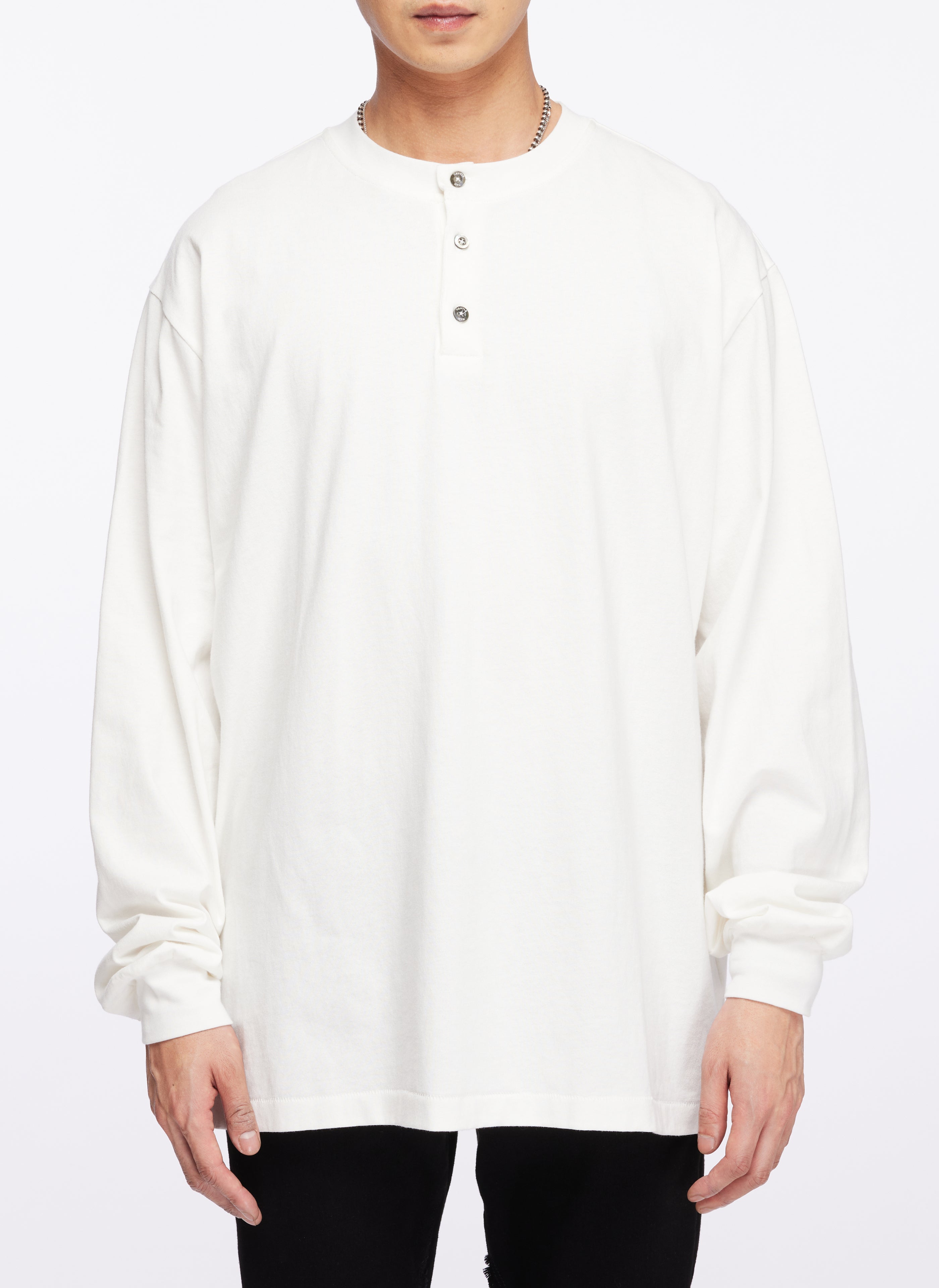 220G Soft Cotton Single Jersey Henley Neck Long Sleeve T-Shirt for Men - Comfortable Casual Wear for Everyday, Workout, and Layering