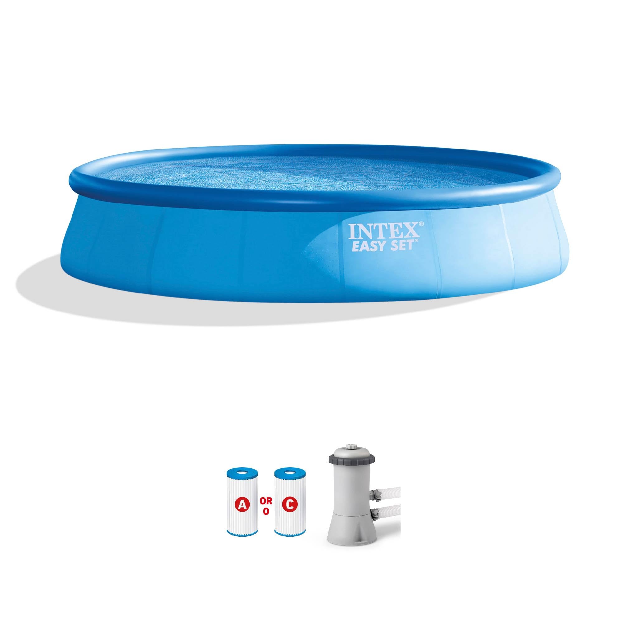 Intex 28157EH 15x33 Easy Set Above Ground Swimming Pool with Filter Pump - Perfect for Backyard Family Fun, Kids Play, and Summer Cooling