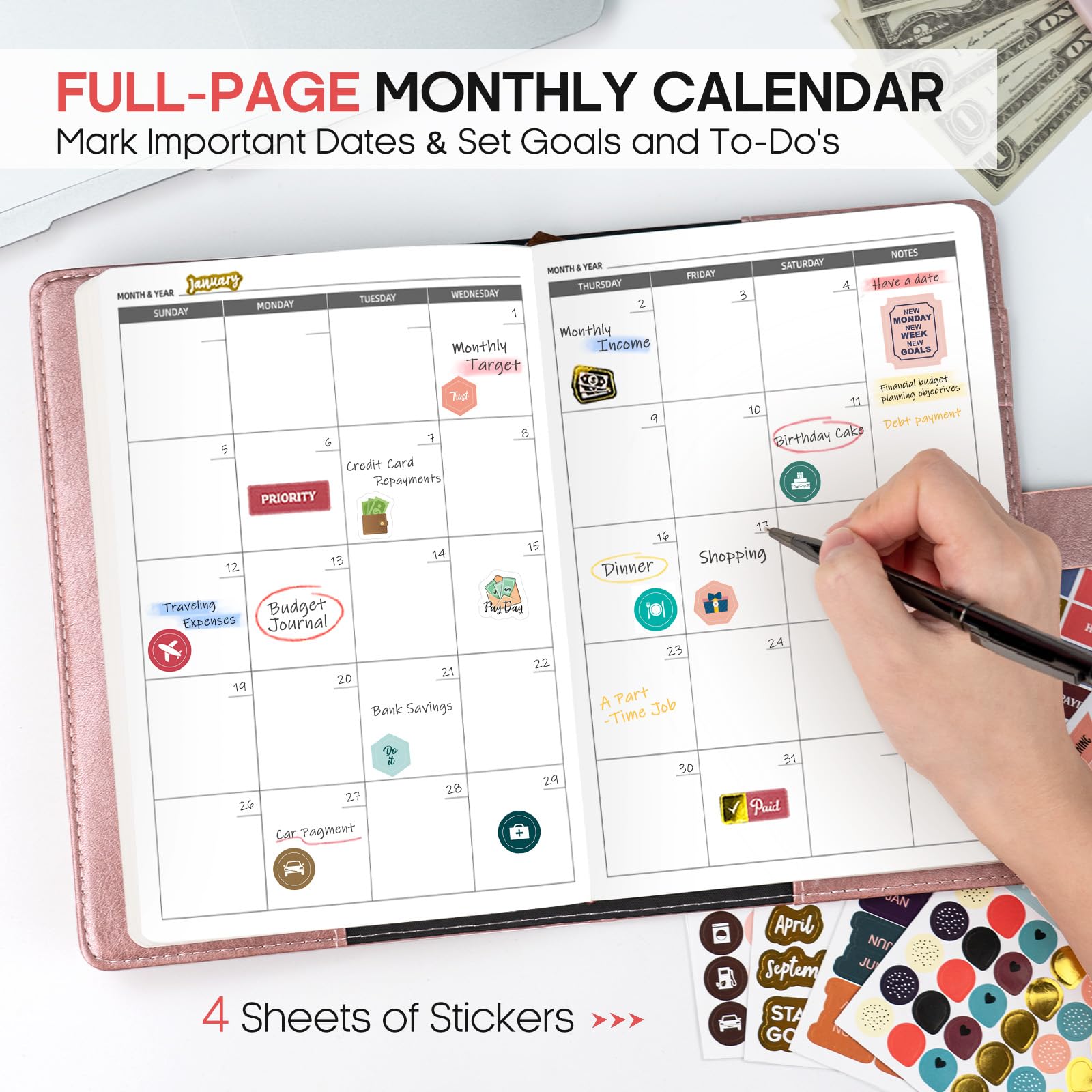 WEMATE 2025 Budget Planner with Lock - Monthly Expense Tracker Notebook & Undated Financial Organizer - A5 Leather Money Management Journal in Purple - Perfect for Personal Finance, Savings Goals, and Household Budgeting