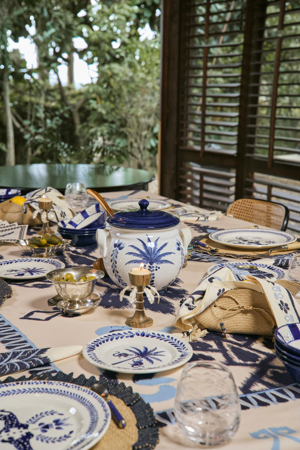 Amazonian Ikat Tablecloth - Handmade Cotton Table Cover for Dining, Kitchen, and Outdoor Picnics