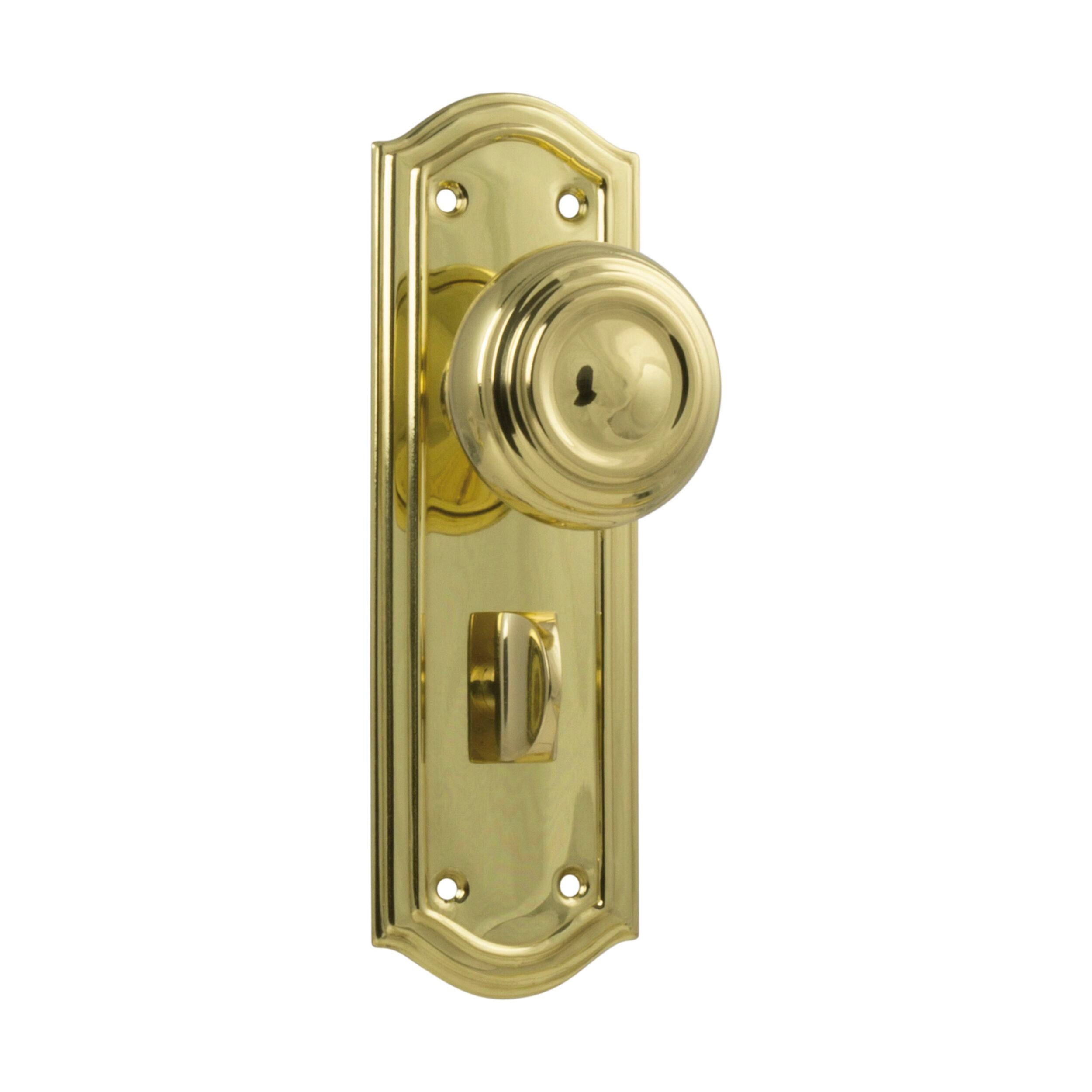 Kensington Privacy Door Knob Set - 1072P Polished Brass (H175xP57xW58mm) - Perfect for Bedrooms, Bathrooms & Interior Doors