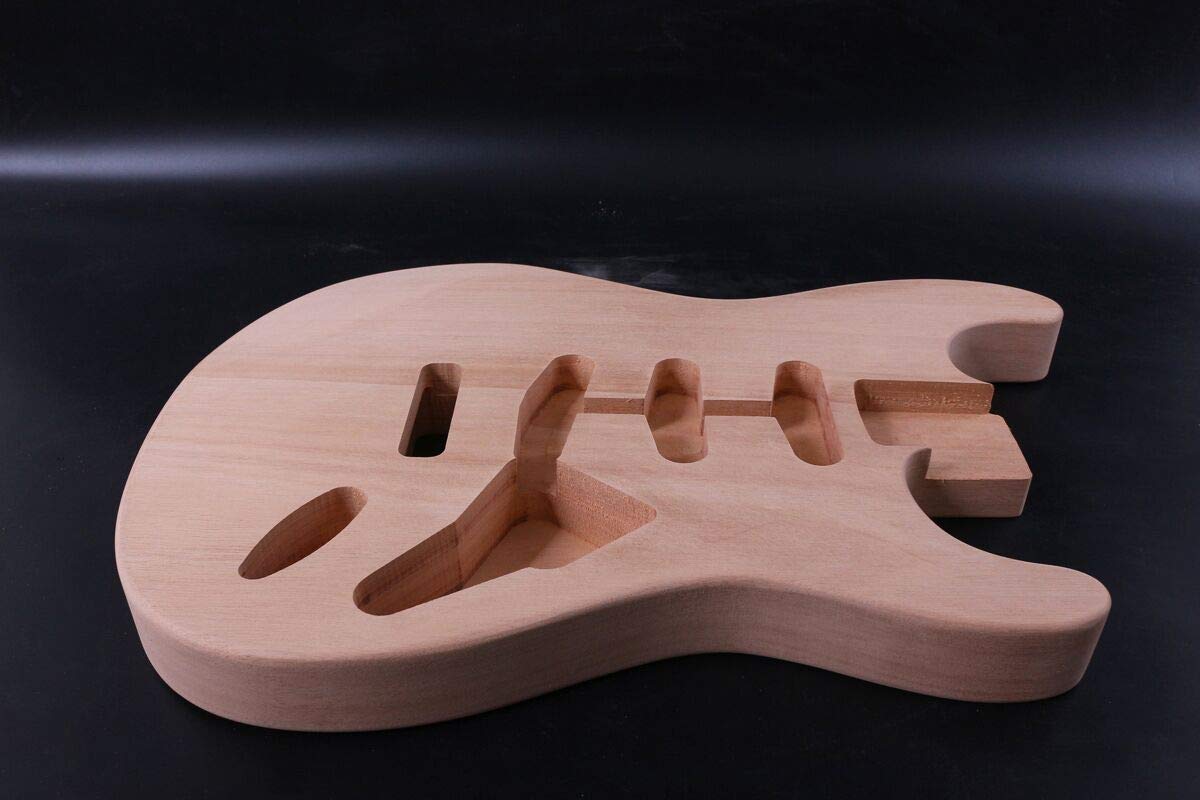 Premium Unfinished Mahogany Guitar Body for DIY Electric Guitar - Hard Tail Bridge & SSS Pickup Configuration - Perfect for Custom Builds, Upgrades, and Replacement Parts - Ideal for Musicians, Luthiers, and Guitar Enthusiasts
