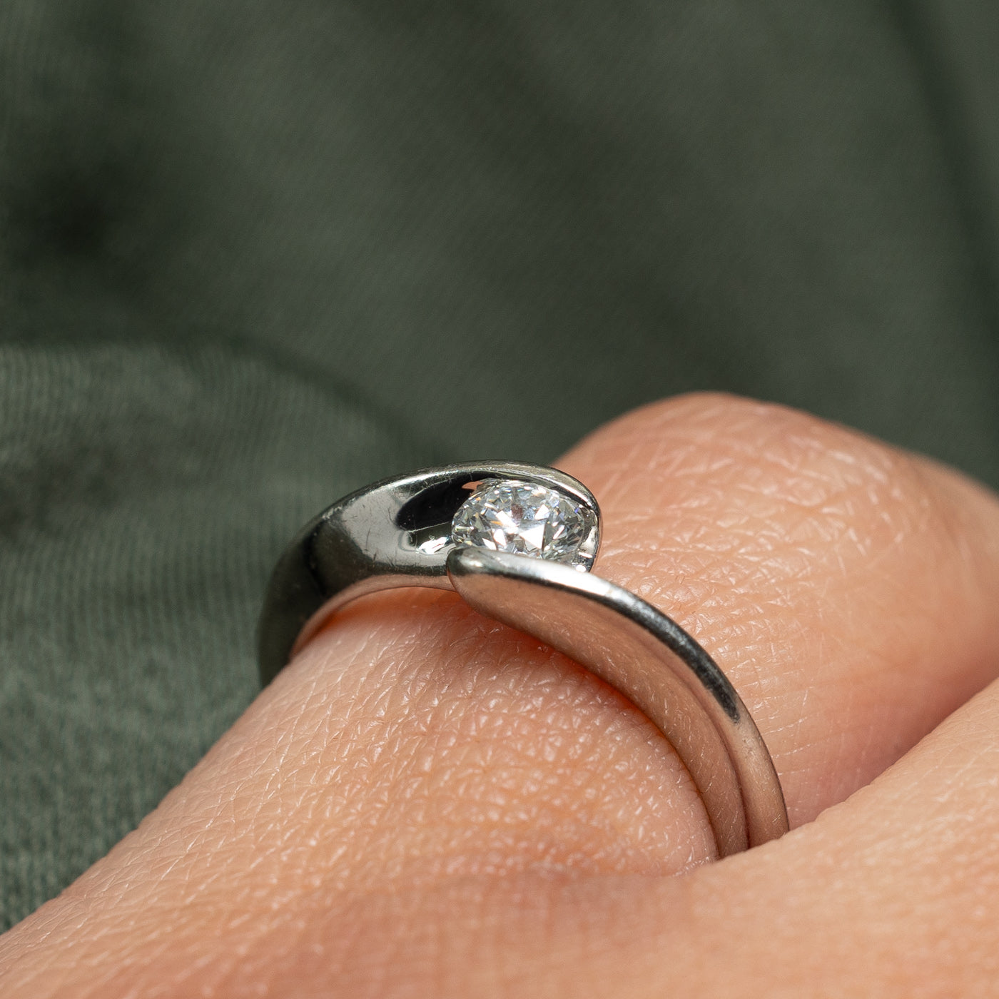 Platinum Diamond Bypass Ring - 0.27 Carat Diamond Engagement Ring for Women, Size 5.25, Elegant Wedding Band, Perfect for Proposals, Anniversaries & Special Occasions