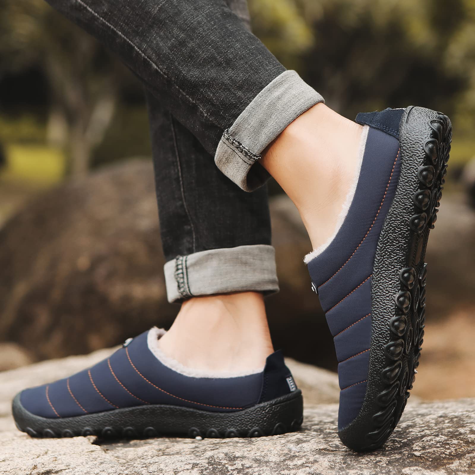 UBFEN Men's & Women's Winter Warm Fuzzy Plush Slippers - Non-Slip Rubber Sole Indoor/Outdoor House Shoes for Cozy Home, Office, and Patio Use