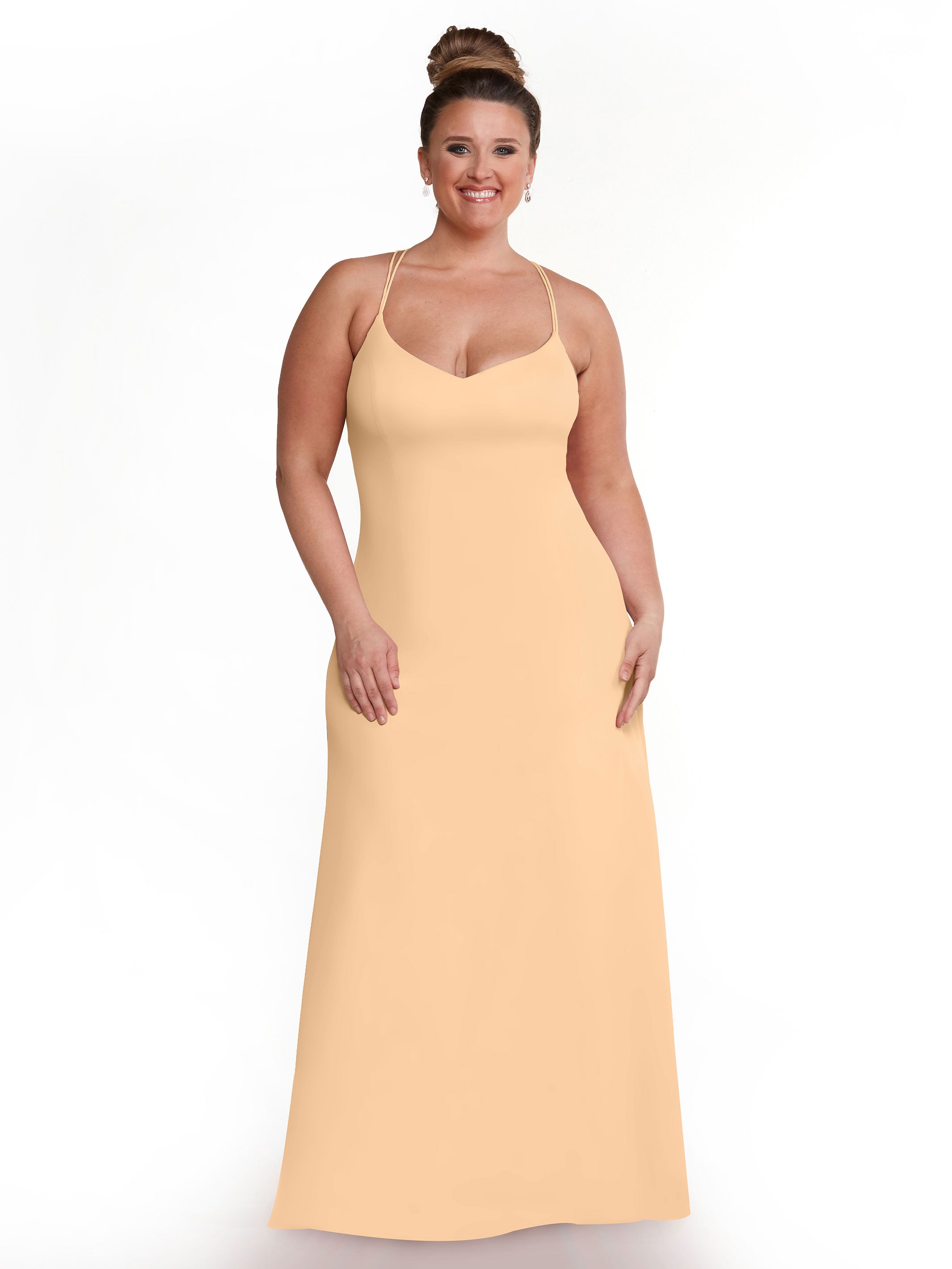 Elegant 83045 Double Knit A-Line Bridesmaid Dress with Adjustable Spaghetti Straps - Perfect for Weddings, Formal Events & Special Occasions