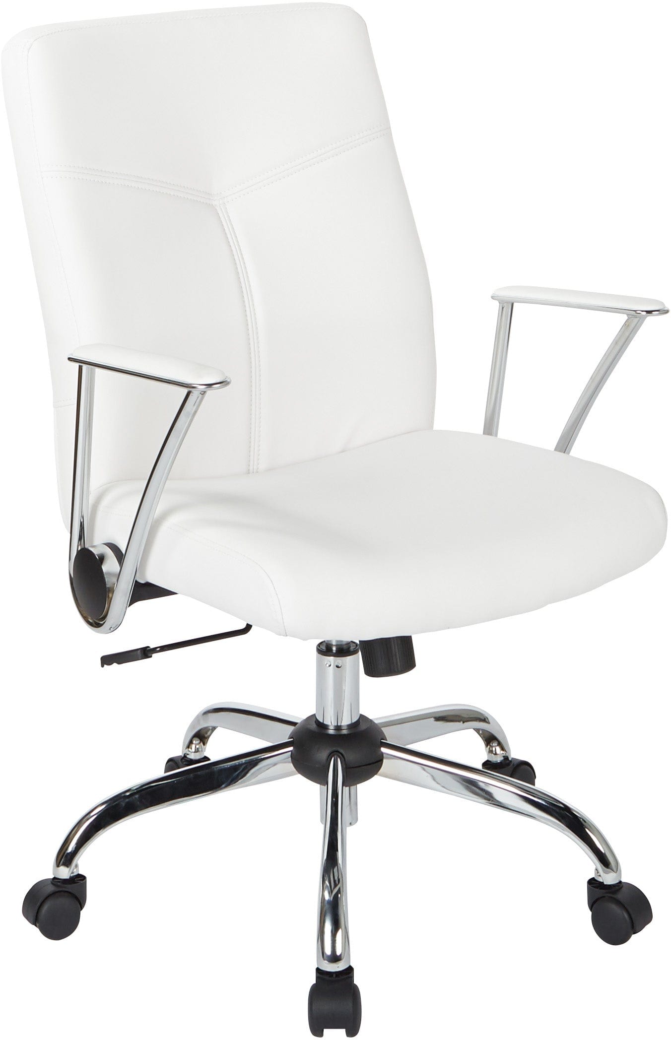 Office Star Faux Leather Executive Chair with Flip-Up Arms & Chrome Base - Ergonomic Desk Chair for Home Office, Conference Room & Study [FL80287C]