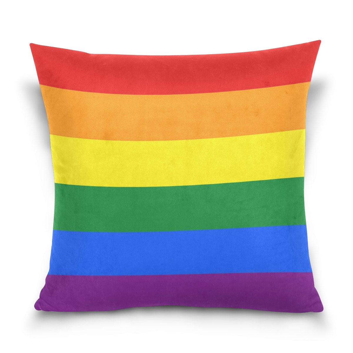 ALAZA Double Sided Rainbow Stripes Velvet Pillow Covers 16x16 Inch - Soft Cotton Square Cushion Covers for Sofa, Bed & Home Decor (Set of 2) - Perfect for Living Room, Nursery & LGBTQ Pride Decorations