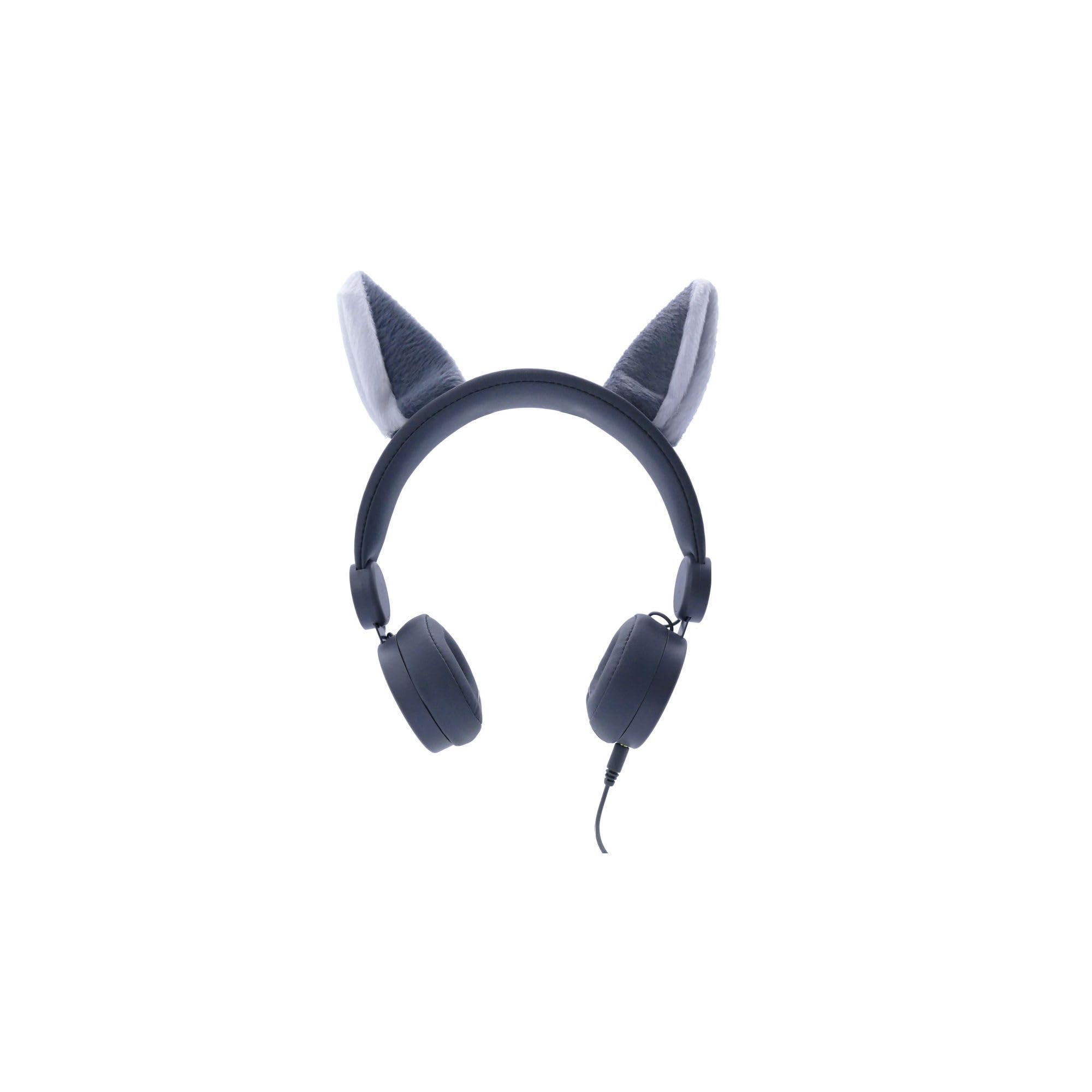 85dB Volume Limited Kids Headphones for Safe Music Sharing - Perfect for School, Travel & Home Use (Wolf Design)