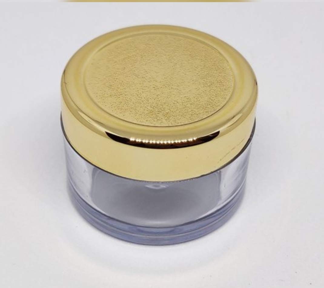 Dinemart 10-Pack 8GMS Sanjar Acrylic Empty Cosmetic Containers with Gold & White Lids - Perfect for DIY Lip Balm, Skin Care, Body Butter - Clear 8GM Set (Great for Home Spa & Travel Organization)