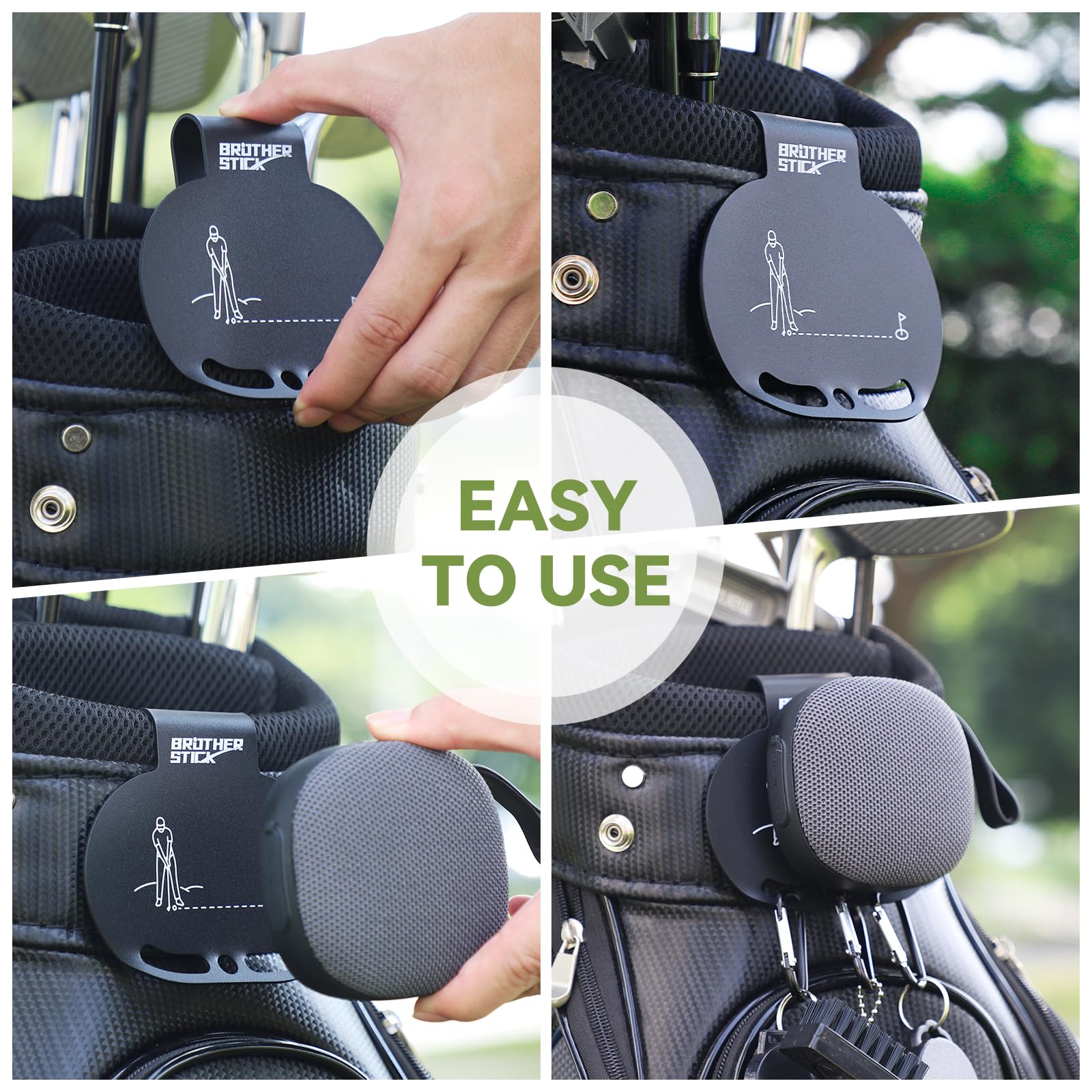 Metal Golf Bag Landing Pads & Accessories - Quick-Release Clips, Magnetic Towel & Rangefinder Straps for Men | Perfect Golf Gifts & Tournament Essentials