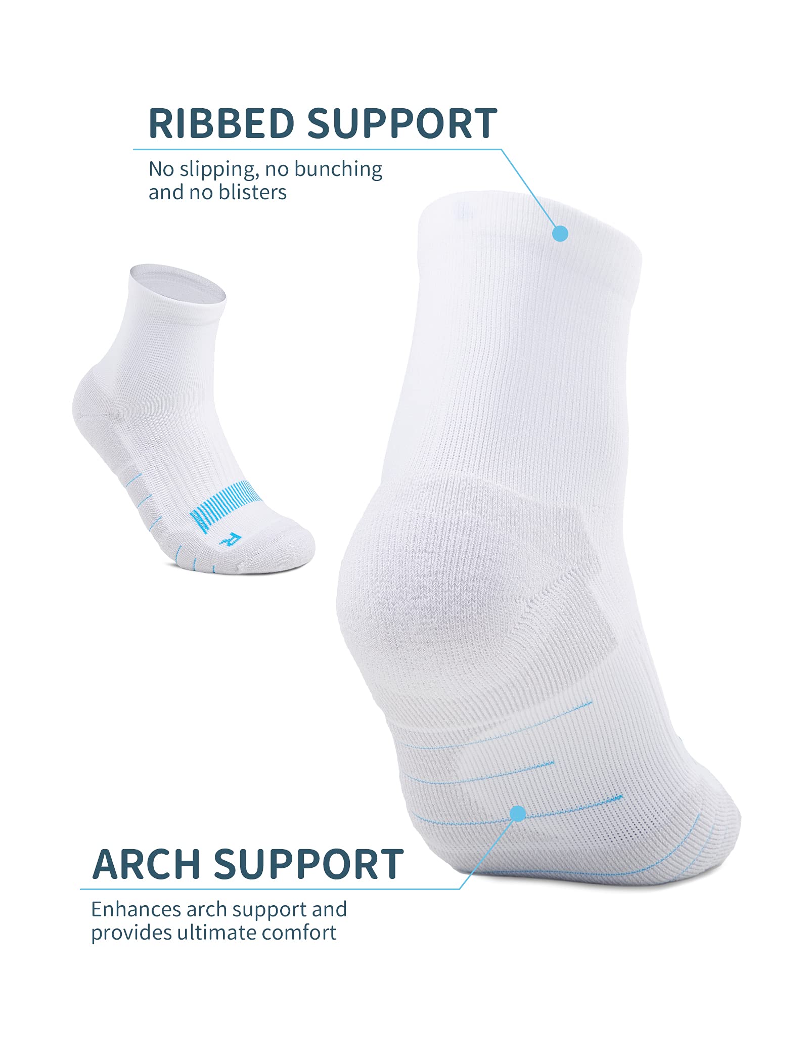 AKASO Performance Running Socks for Men & Women - Thick Cushion Coolmax Athletic Crew Socks (2 Pairs) - Ideal for Marathon, Gym Workouts & Outdoor Sports