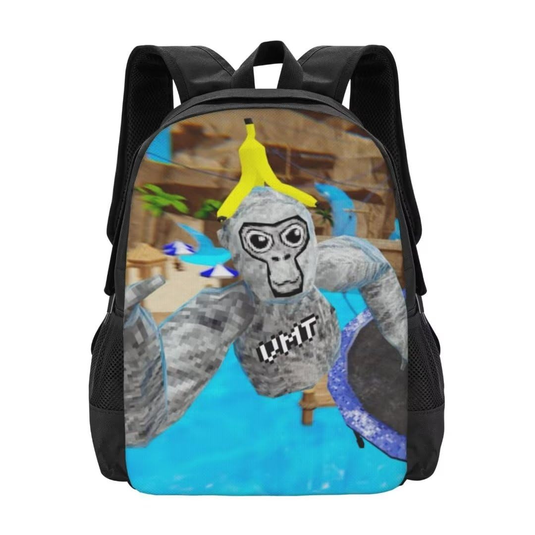 Gorilla Tag 3D Printed Monkey Backpack - Lightweight Travel & Laptop Bag for Gamers, Rekar Novelty Game Backpack - Perfect Gift for Gorilla Tag Fans (Ideal for Cosplay, Conventions & School Use)