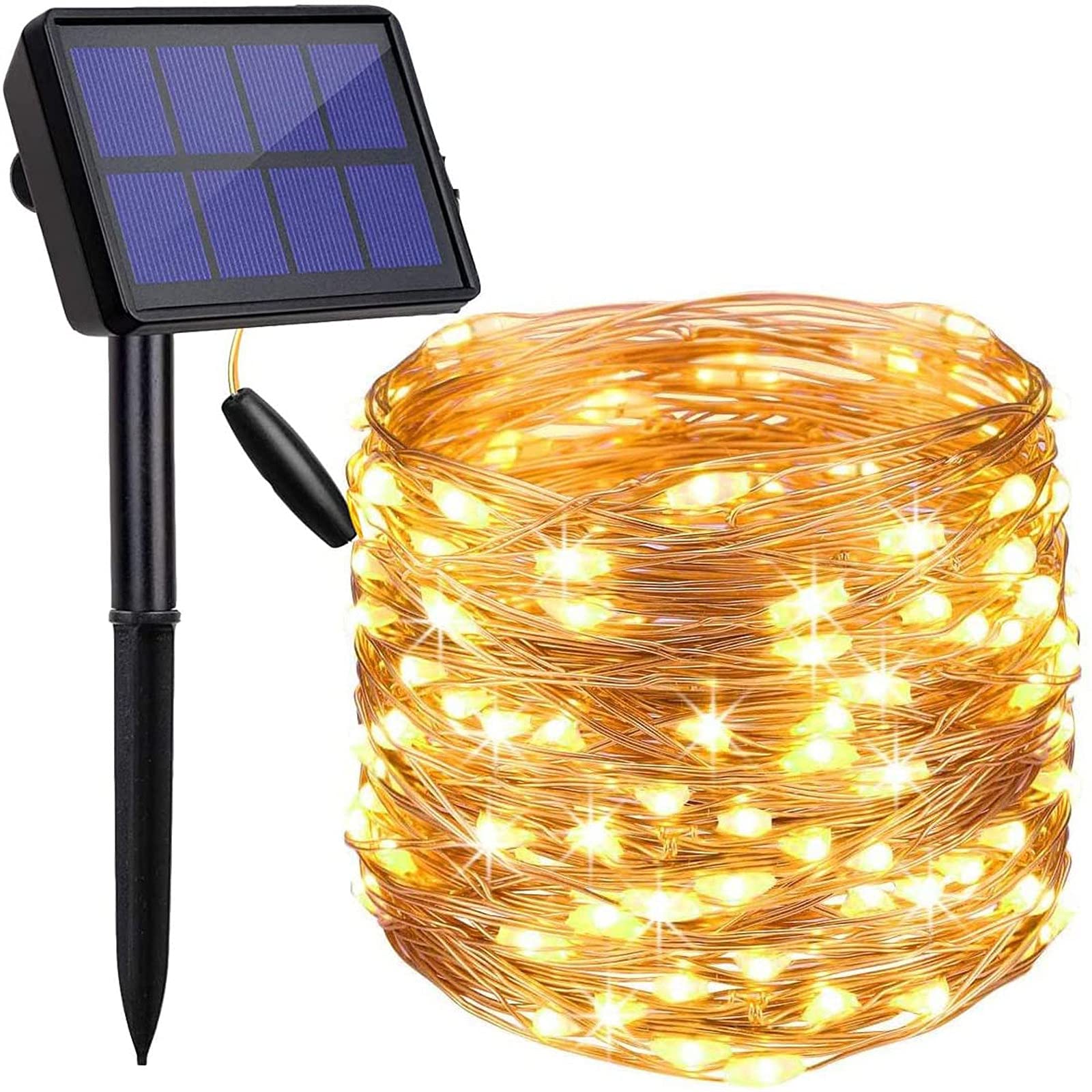 Aozhen 20M Solar String Lights Outdoor - 200 LED Solar Powered Fairy Lights with 8 Modes for Garden, Patio, Yard, Trees - Waterproof DIY Decorative Lighting for Home, Wedding, Party (Yellow)